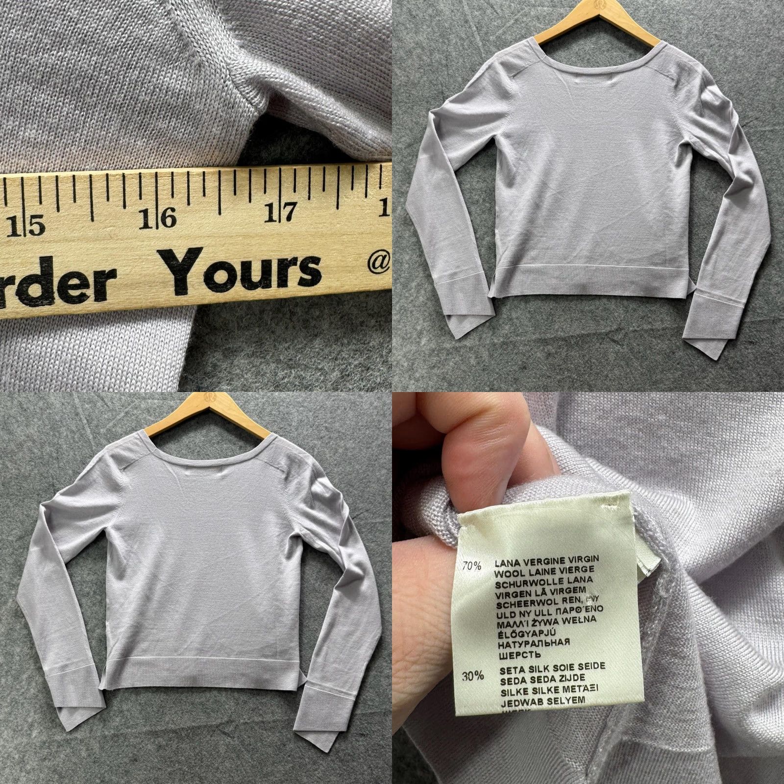 Vintage Lamberto Losani Sweater Womens 38 Gray Wool Silk Scoop Neck Pullover Italy Size XS / US 0-2 / IT 36-38 - 8 Thumbnail