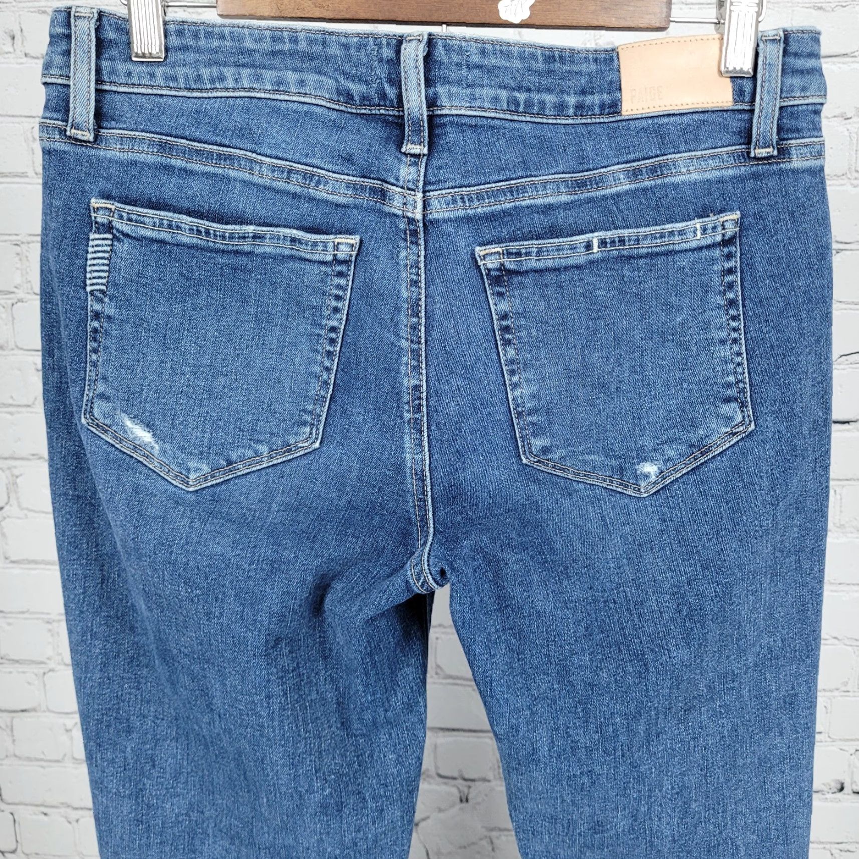 Paige Paige Brigitte Jeans Denim Blue Distressed Mid Rise Straight Ankle 27 (29x28) Size 27" / US 4 / IT 40 - 7 Thumbnail