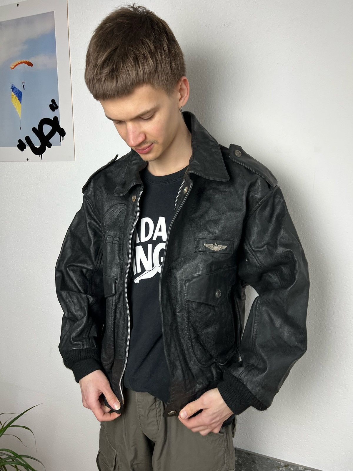 Vintage Vintage aviation A2 Leather Jacket moto schott nyc style Size US M / EU 48-50 / 2 - 2 Thumbnail