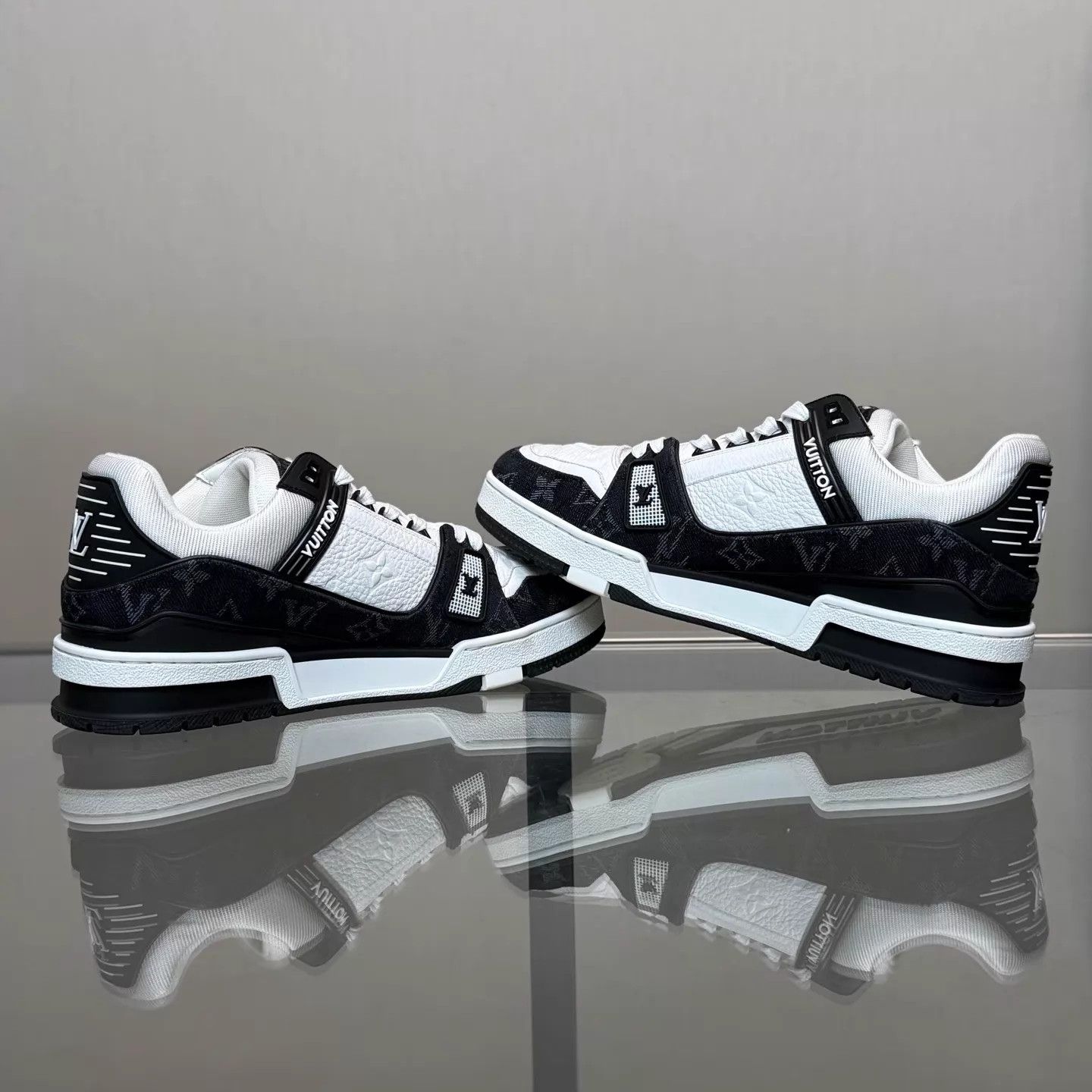 Louis Vuitton LV Trainer 24 black white denim UK6 98 Size US 8.5 / IT 38.5 - 6 Thumbnail