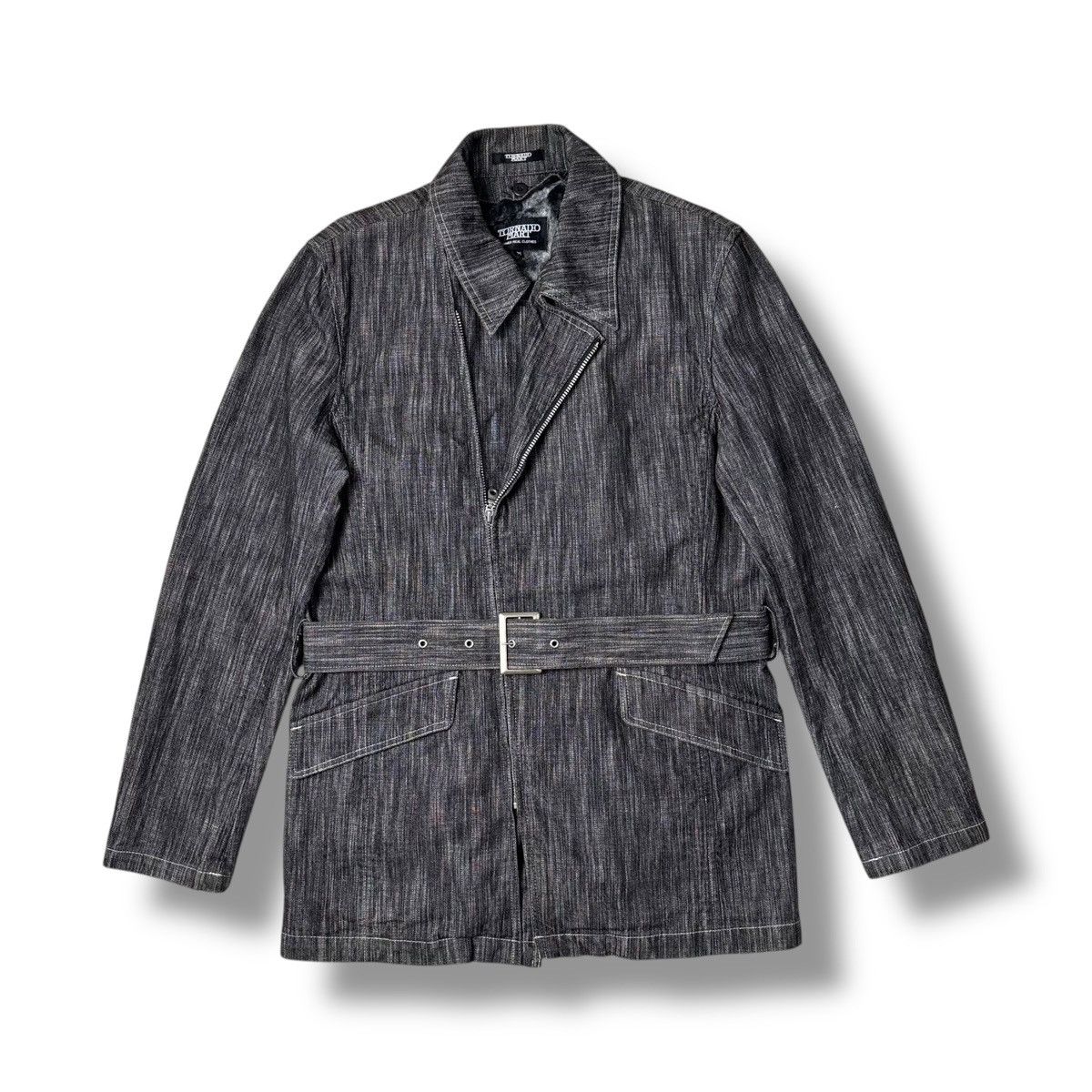 Tornado Mart Tornado Mart Japan Double Collar Zipper Belted Denim Coat Size US L / EU 52-54 / 3 - 1 Thumbnail