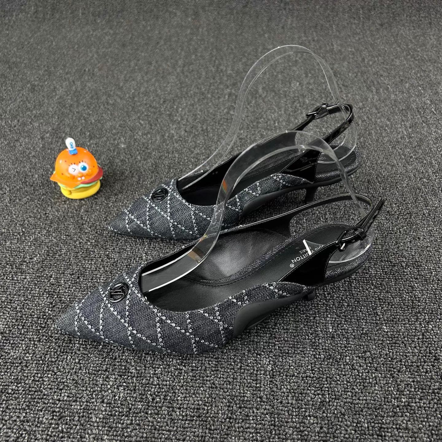Louis Vuitton LV Denim Check Pointed Toe Pump Wmns Black 39 Size US 8.5 / IT 38.5 - 1 Thumbnail