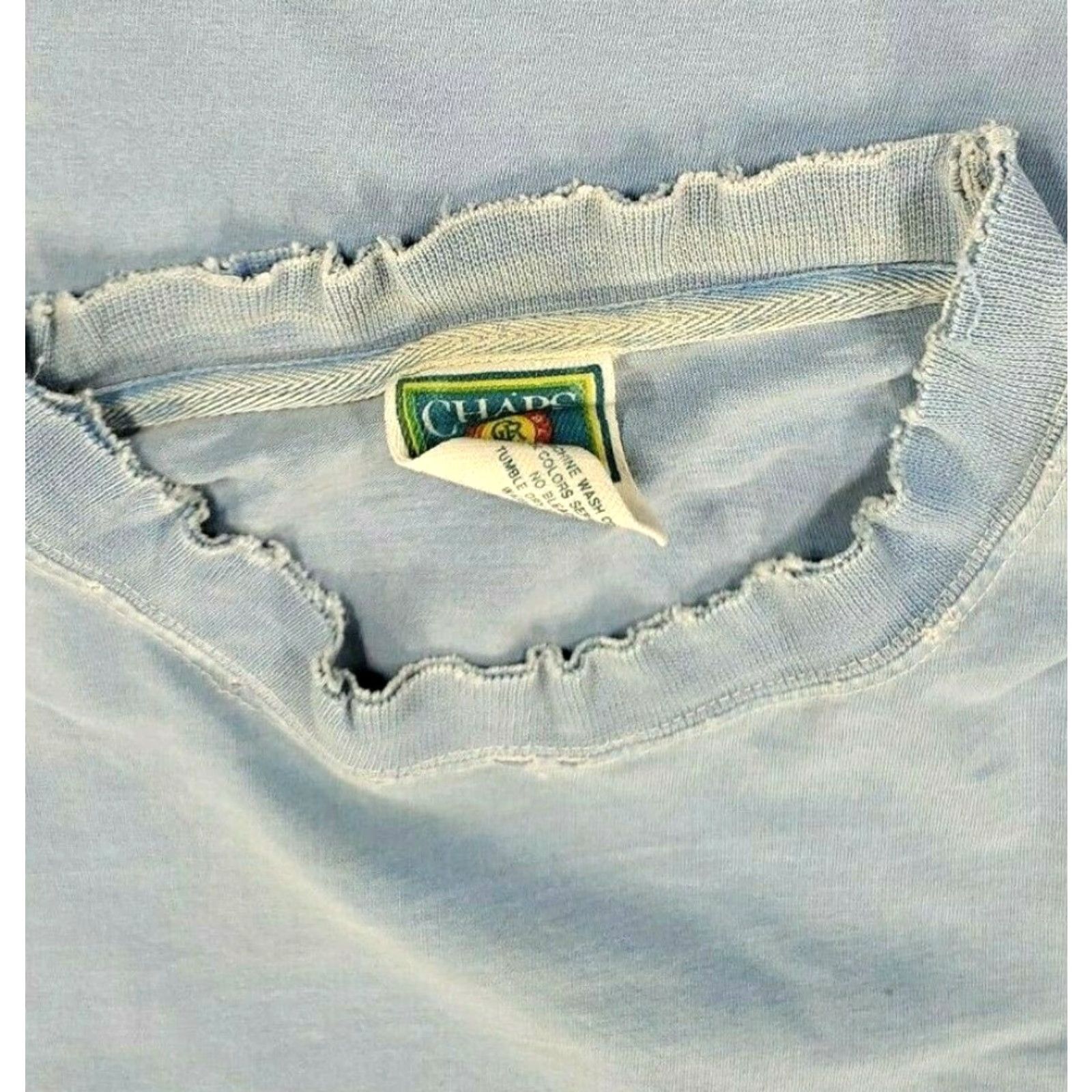 Chaps VINTAGE Chaps Ralph Lauren T Shirt XL 90s Light Blue Distressed Logo Crew Neck Short Sleeve Men Size US XL / EU 56 / 4 - 3 Thumbnail