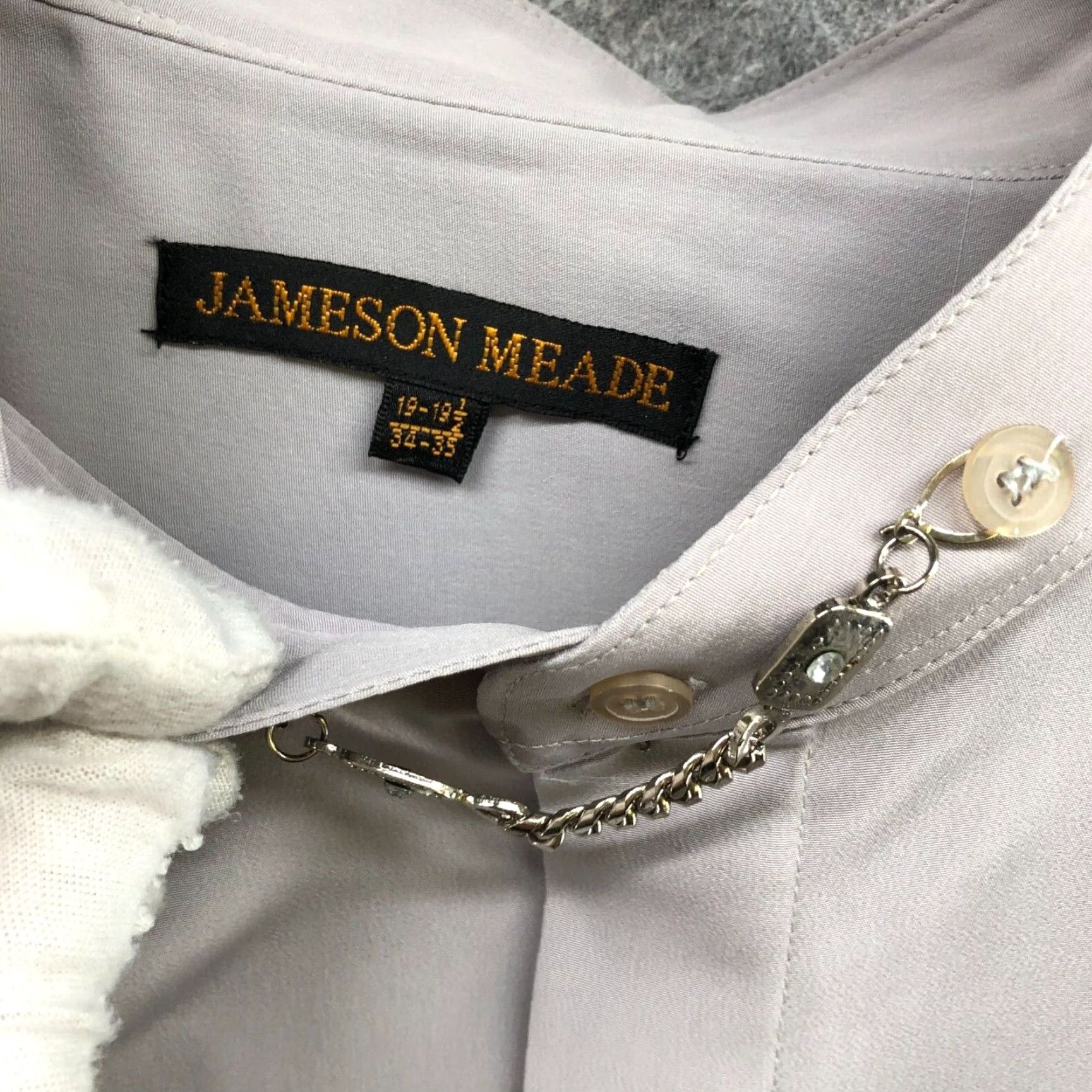 Vintage NEW Jameson Meade Button Up Shirt Gray 19.5 Long Sleeve Polyester Disco Chain Neck Casual Formal Party/Cocktail Mens Size US XXL / EU 58 / 5 - 5 Thumbnail