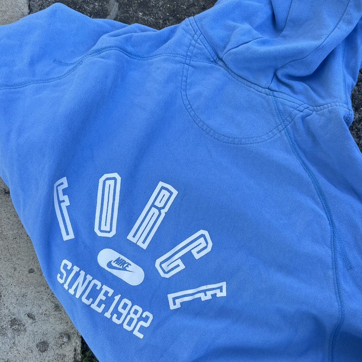 Nike × Vintage Nike Baby Blue Air Force Hoodie Swoosh Size US L / EU 52-54 / 3 - 6 Thumbnail