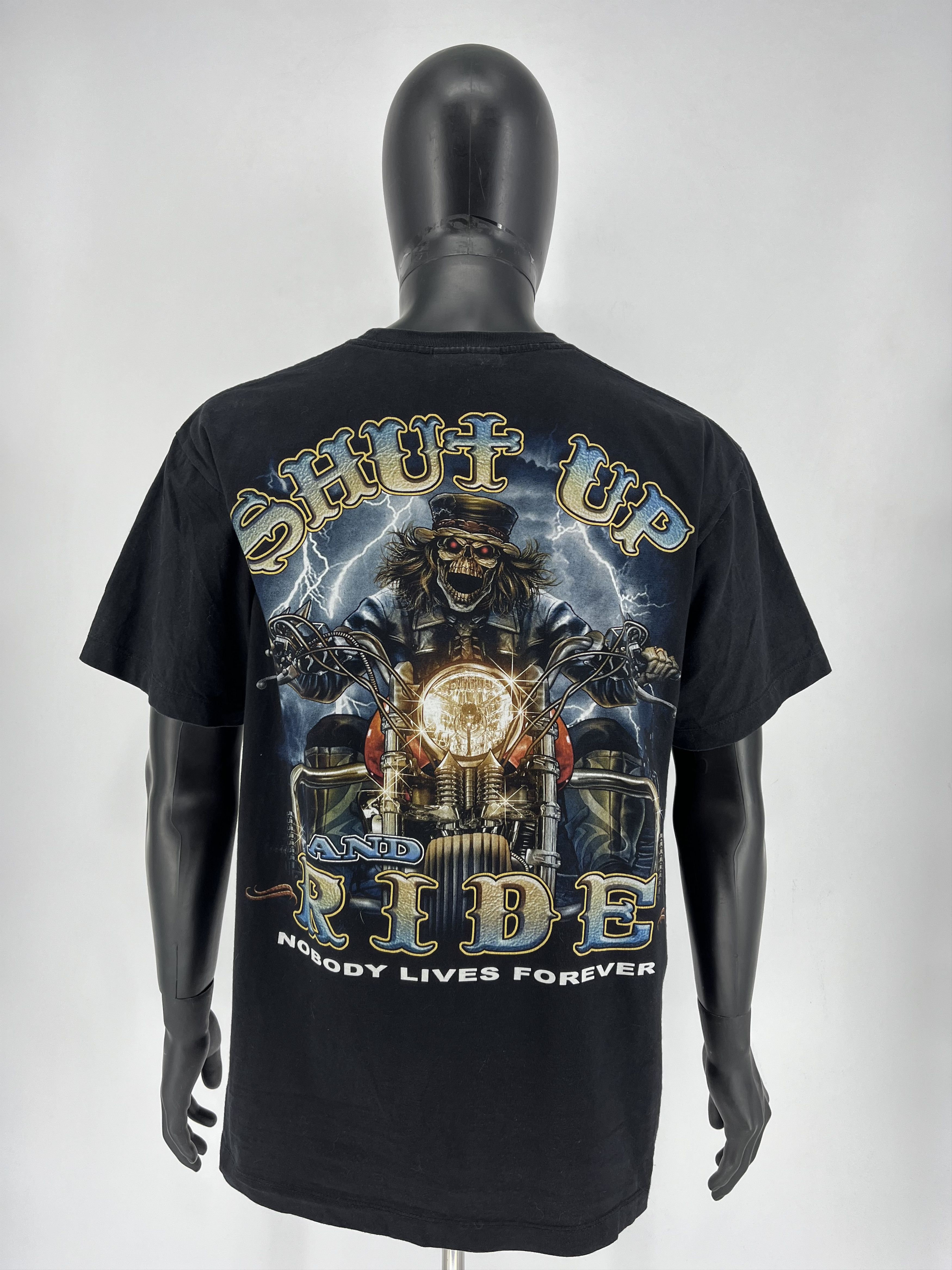 Other Vintage 90s Shut Up and RIDE Biker T-Shirt, Skeleton Comin Size US L / EU 52-54 / 3 - 7 Thumbnail