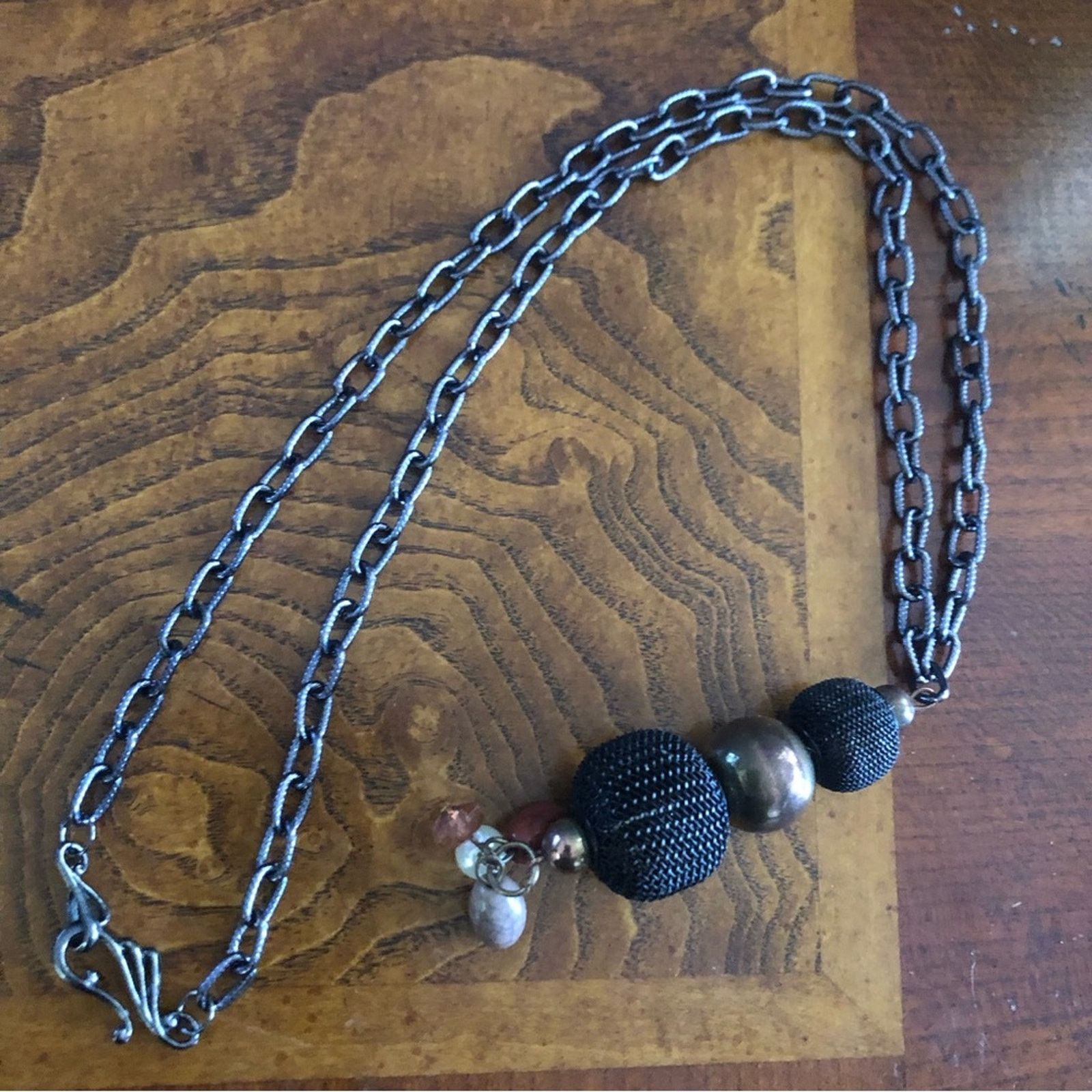 Handmade Handcrafted repurpose black gunmetal chain necklace Size ONE SIZE - 3 Thumbnail
