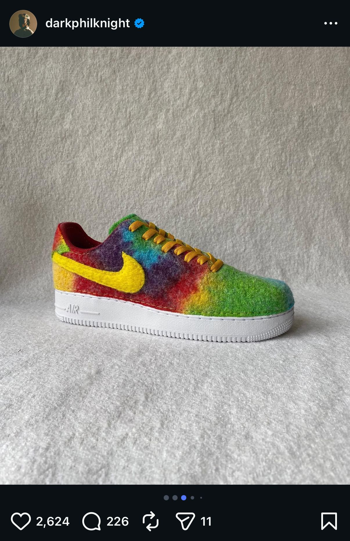 Nike Dark Phil Knight Rainbow Wool Wrapped Air Force 1 Size US 11.5 / EU 44-45 - 10 Thumbnail