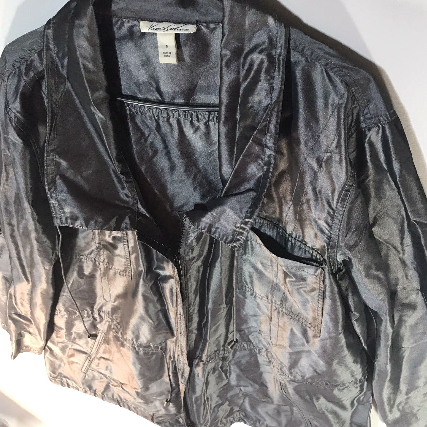 Kenneth Cole Kenneth Cole Shiny Silver Polyester Full Zip Lightweight Jacket Womens Size S Size S / US 4 / IT 40 - 2 Thumbnail