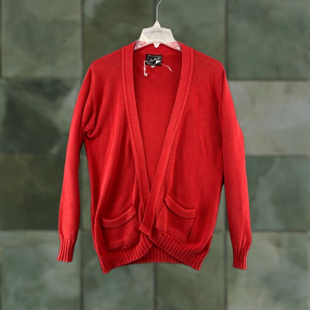 Vintage VINTAGE Heathcote Womens Red Cardigan Sweater Large 90s USA Cotton Size L / US 10 / IT 46 - 1 Thumbnail