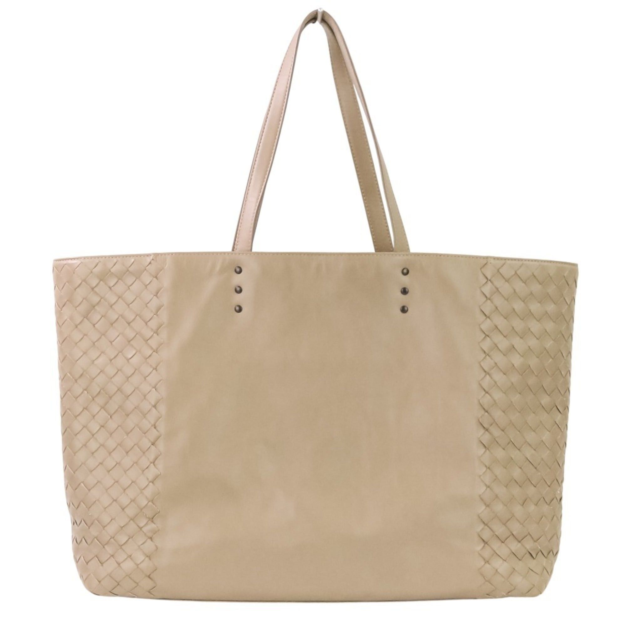 Bottega Veneta BOTTEGA VENETA Side Intrecciato Leather Tote Bag in Greige for Men and Women Size ONE SIZE - 1 Thumbnail