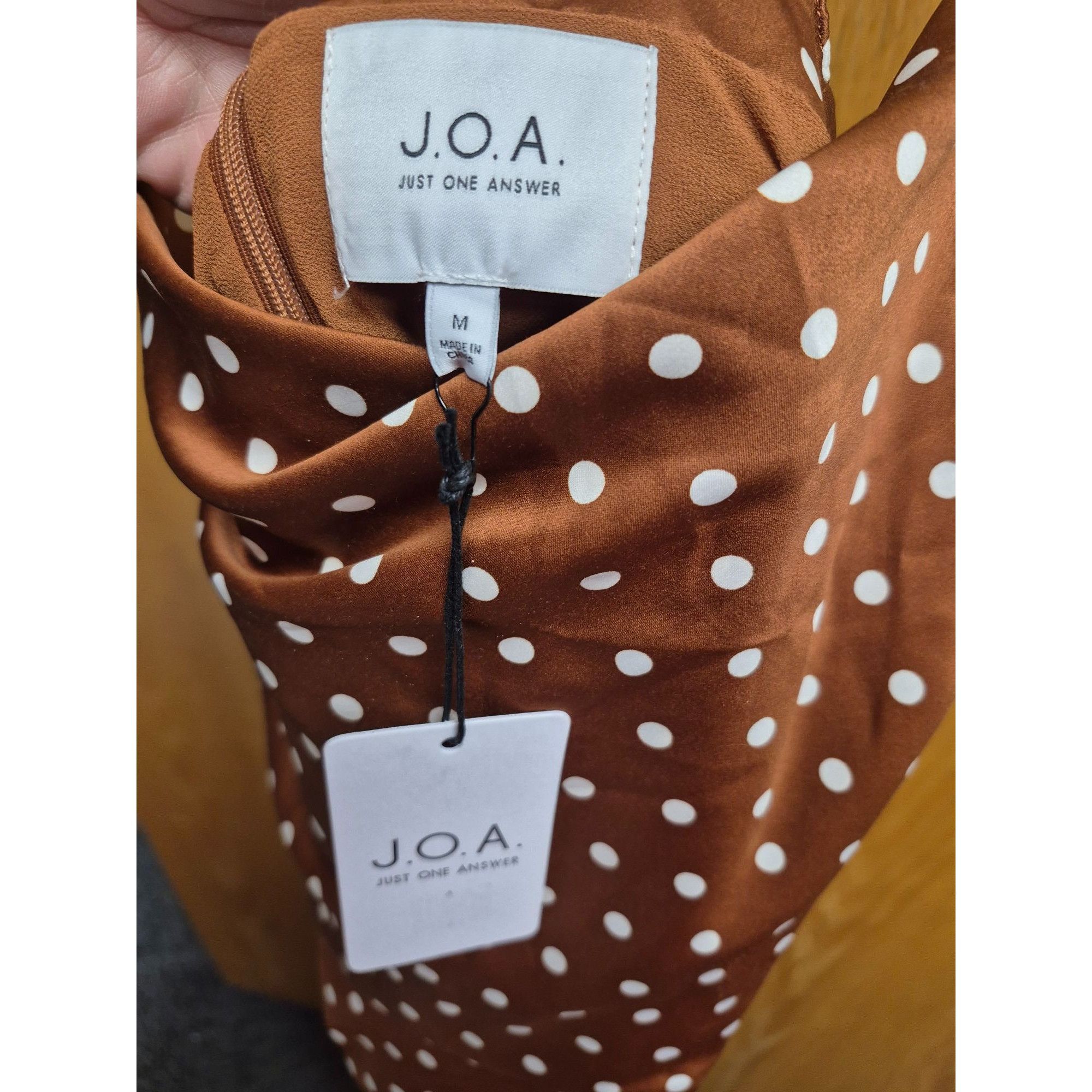 Other Brown Polka Dot Midi Dress With Spaghetti Straps By J.O.A. Size M / US 6-8 / IT 42-44 - 4 Thumbnail