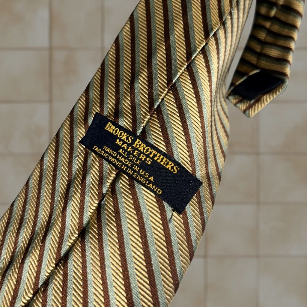 Brooks Brothers VINTAGE Brooks Brothers Makers Tie Skinny Brown Silk Repp Stripe England Woven Adjustable Short Mens Size ONE SIZE - 1 Thumbnail