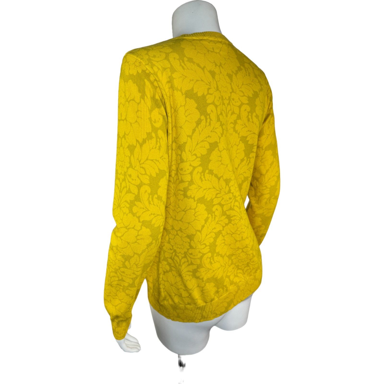 Isaac Mizrahi Isaac Mizrahi Live! Damask Crew Neck Cardigan Gold XS Size XS / US 0-2 / IT 36-38 - 9 Thumbnail