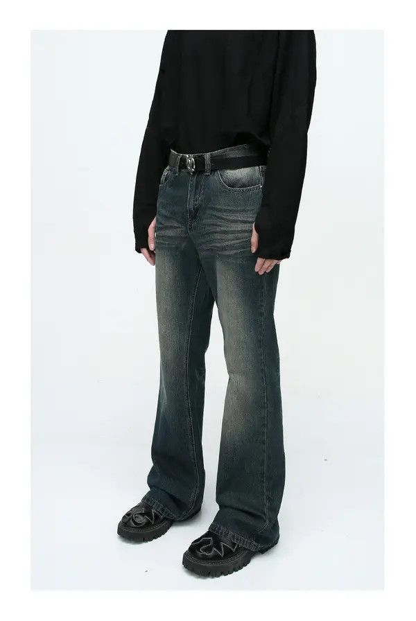 Japanese Brand Vintage straight washed distressed flared jeans Size US 32 / EU 48 - 2 Thumbnail