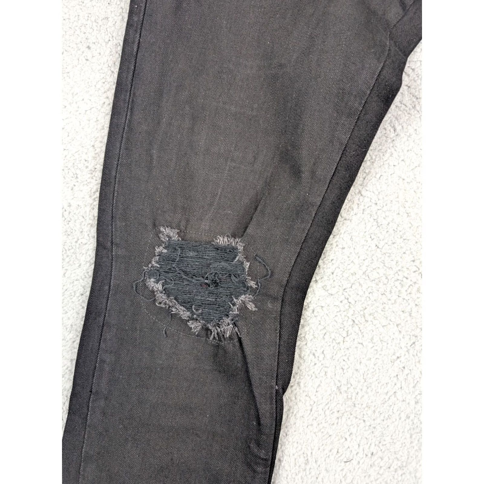 Denime Parlay Mens Skinny Jeans Black Red Denim Distressed 34x32 Size US 34 / EU 50 - 6 Thumbnail