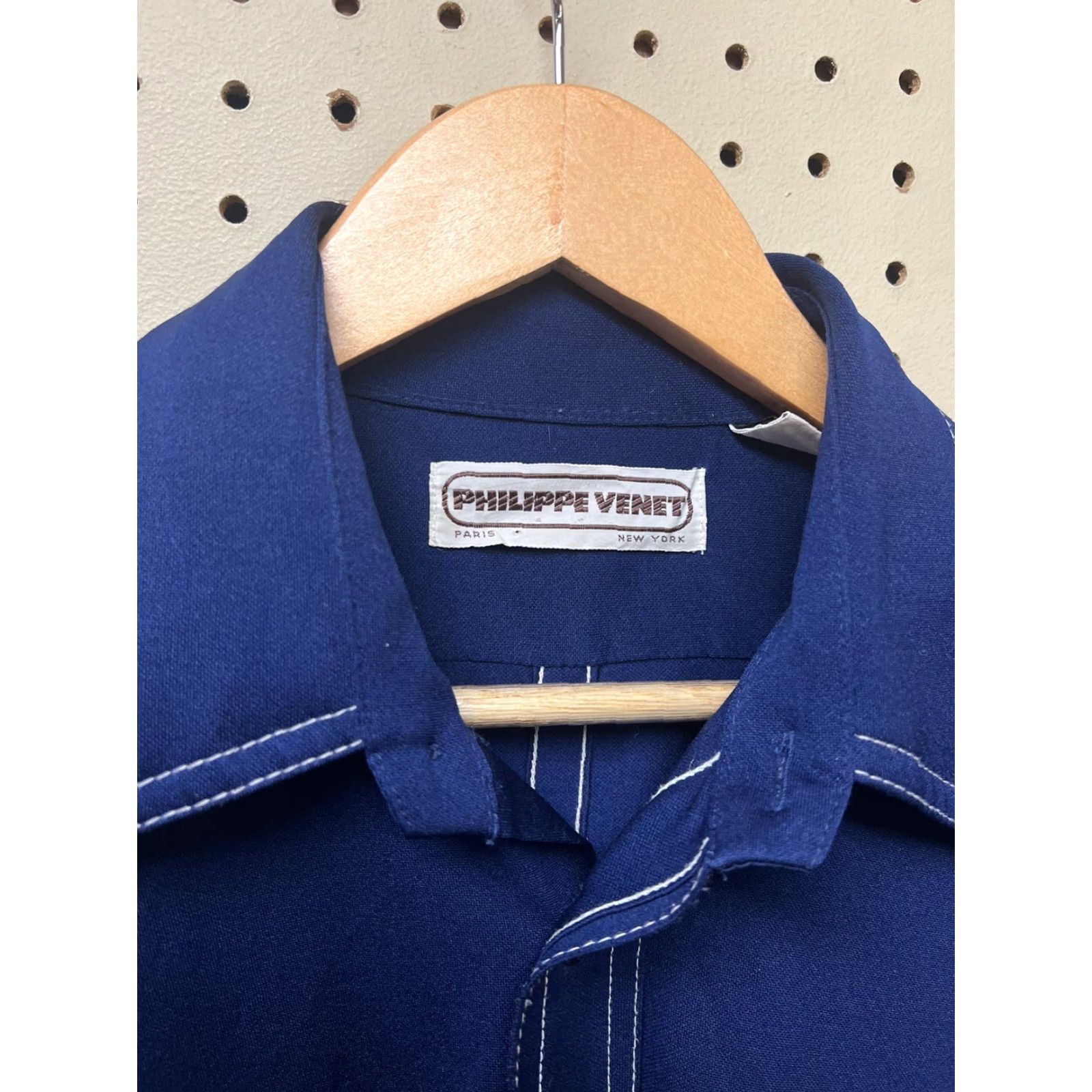 Vintage VINTAGE Philippe Venet Shirt 70s Button-Down Short Sleeve Blue L Mens Pocket-Button Up - 100% Polyester Size US L / EU 52-54 / 3 - 2 Thumbnail