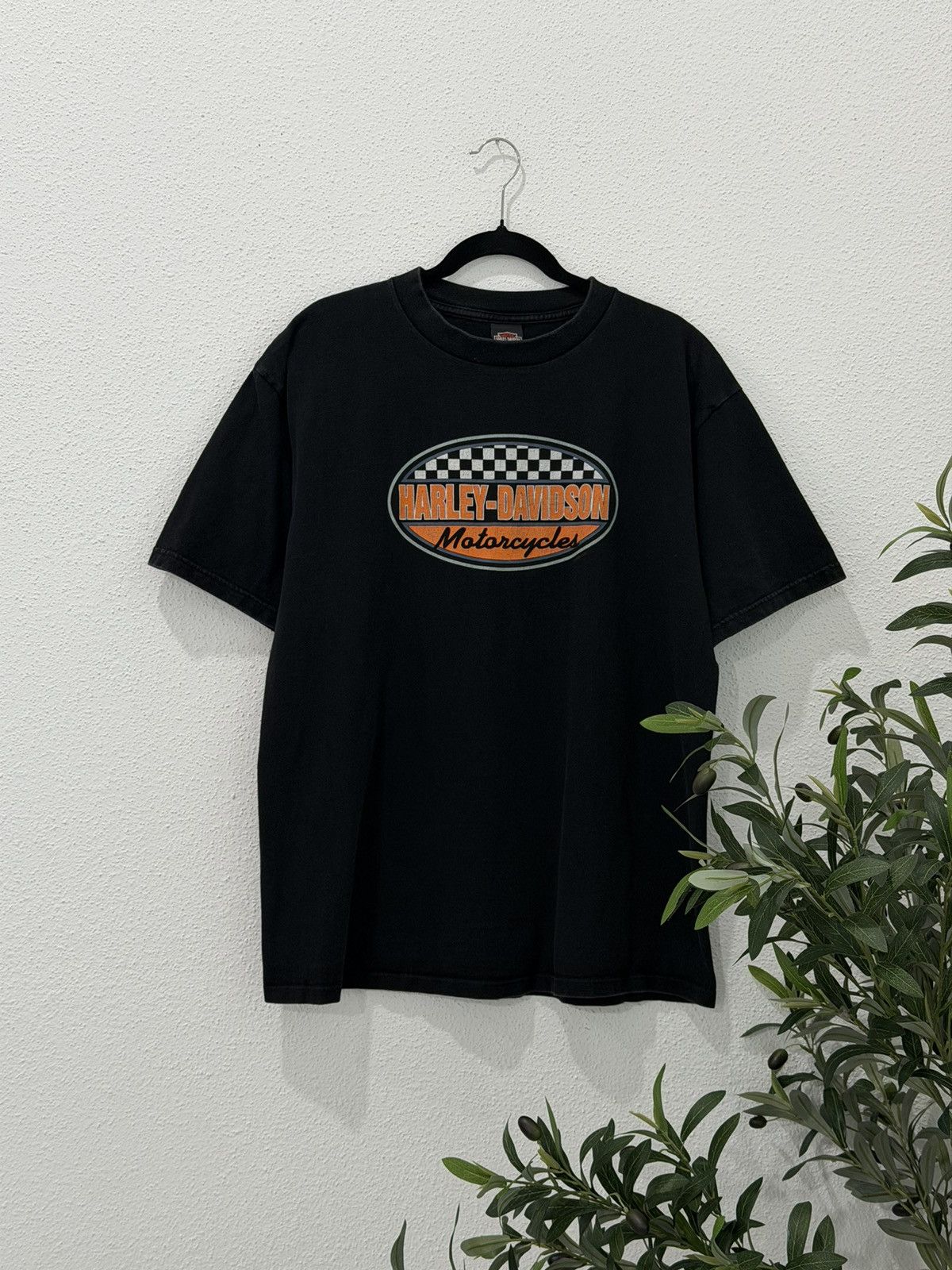 Harley Davidson Vintage 90s Harley-Davidson Checkered Flag 1998 Houston, TX Size US XL / EU 56 / 4 - 1 Thumbnail