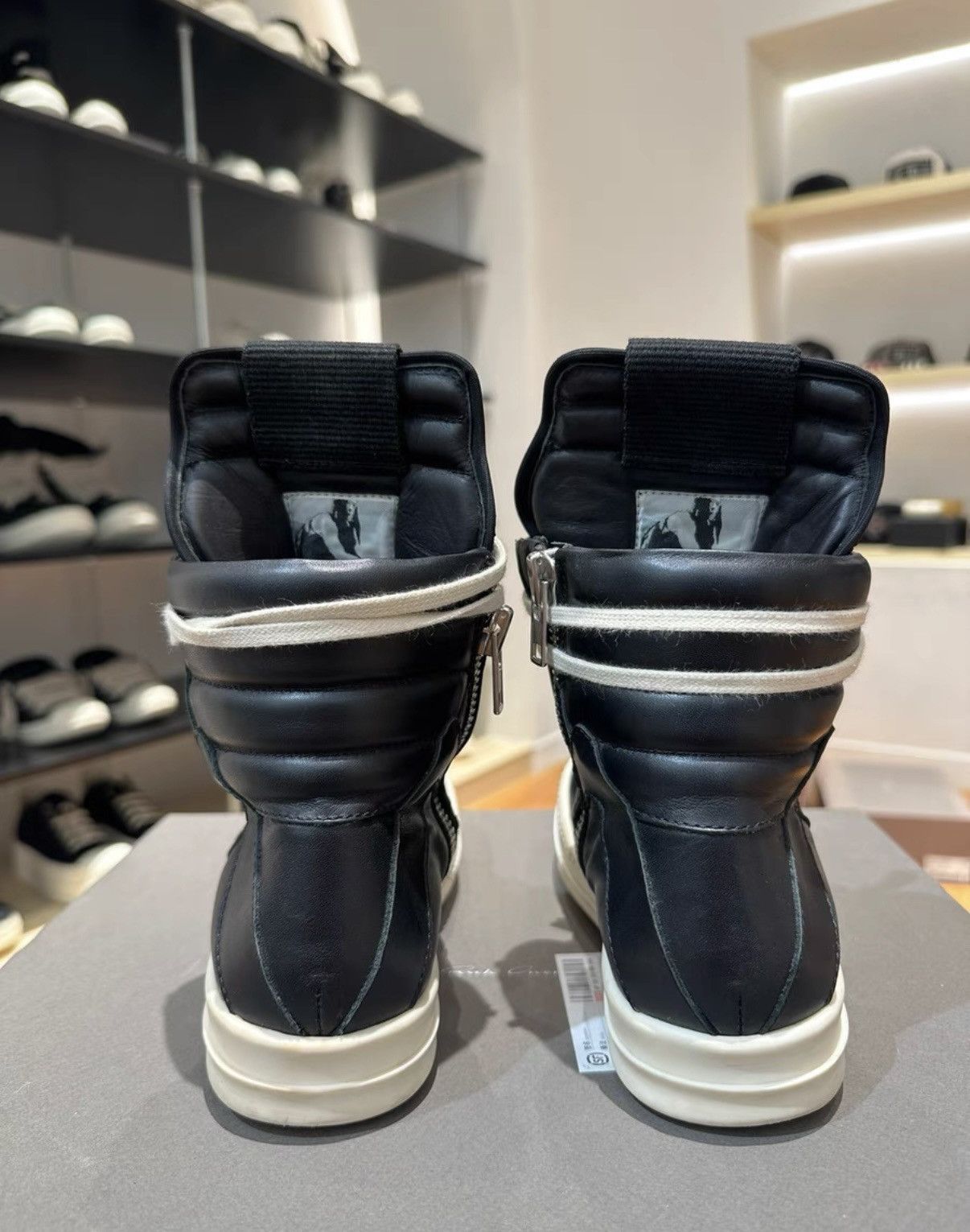 Rick Owens Rick Owens Classic Black Leather Geobasket High-Top Size US 5 / IT 35 - 6 Thumbnail