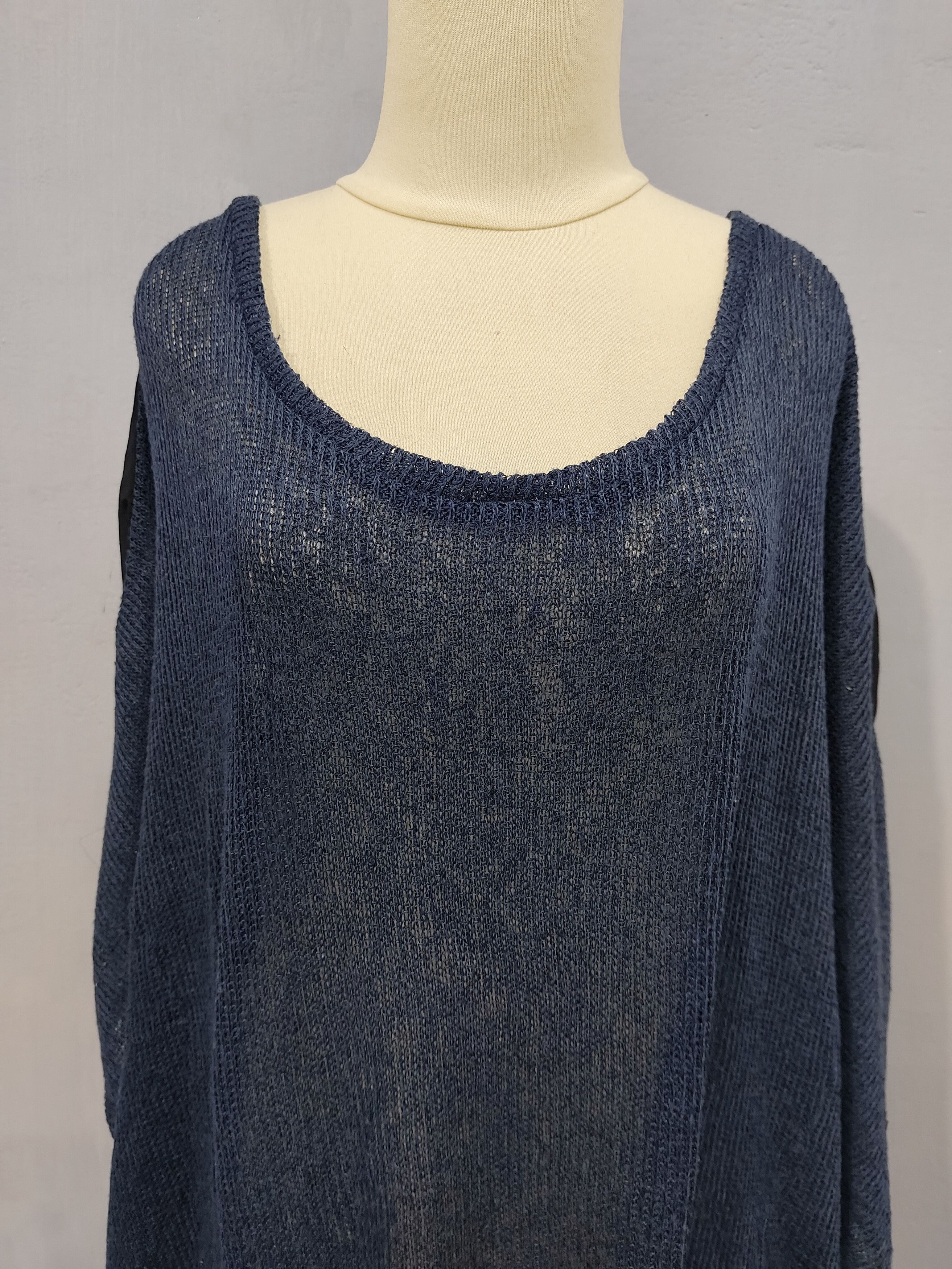 Japanese Brand DREA my MINX🇯🇵Knit Sheer Chiffon Lace Back Panel Oversized Size XL / US 12-14 / IT 48-50 - 3 Thumbnail