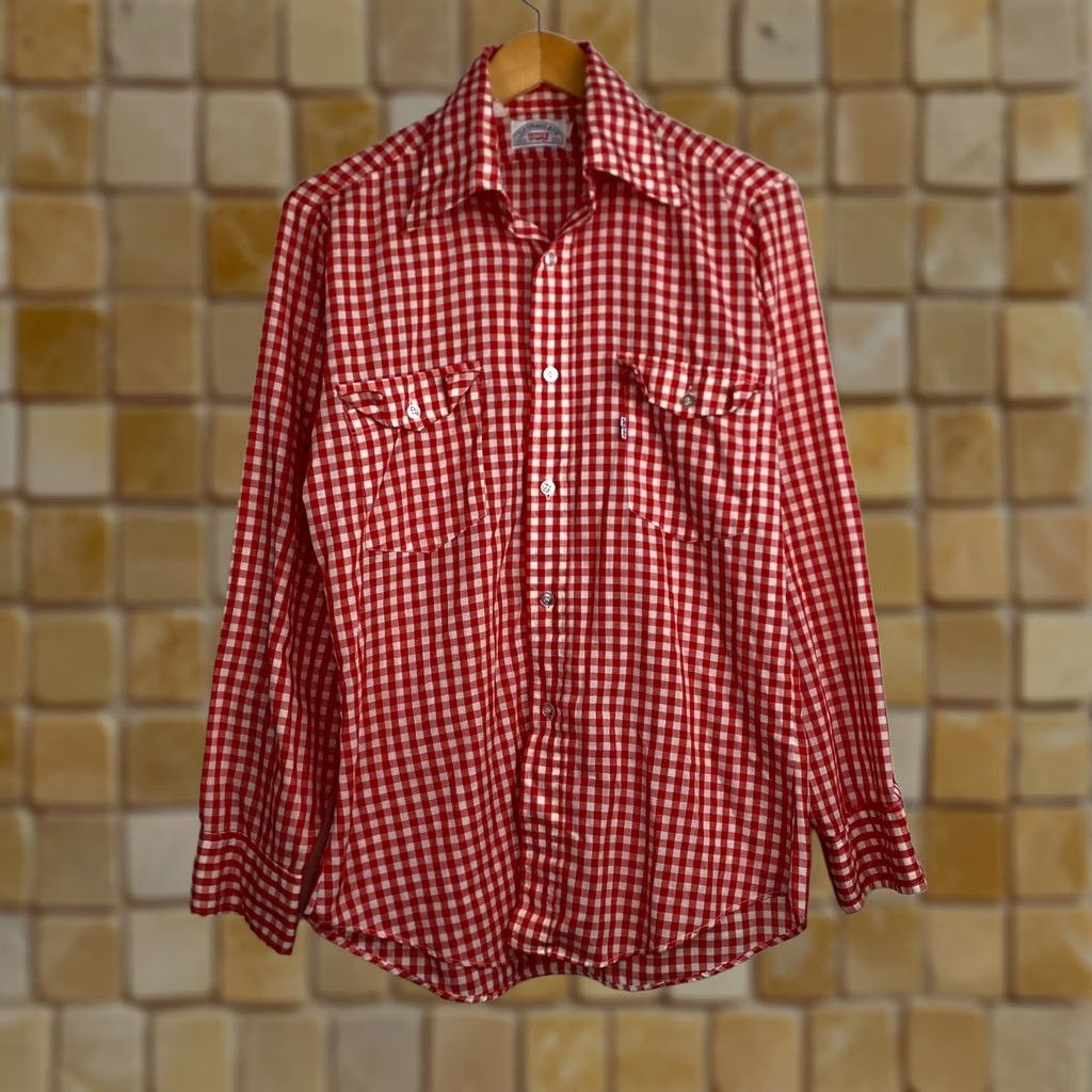 Levi's VTG Levi's Button-Up Shirt Plaid Red Cotton Polyester M/L Size US M / EU 48-50 / 2 - 1 Thumbnail