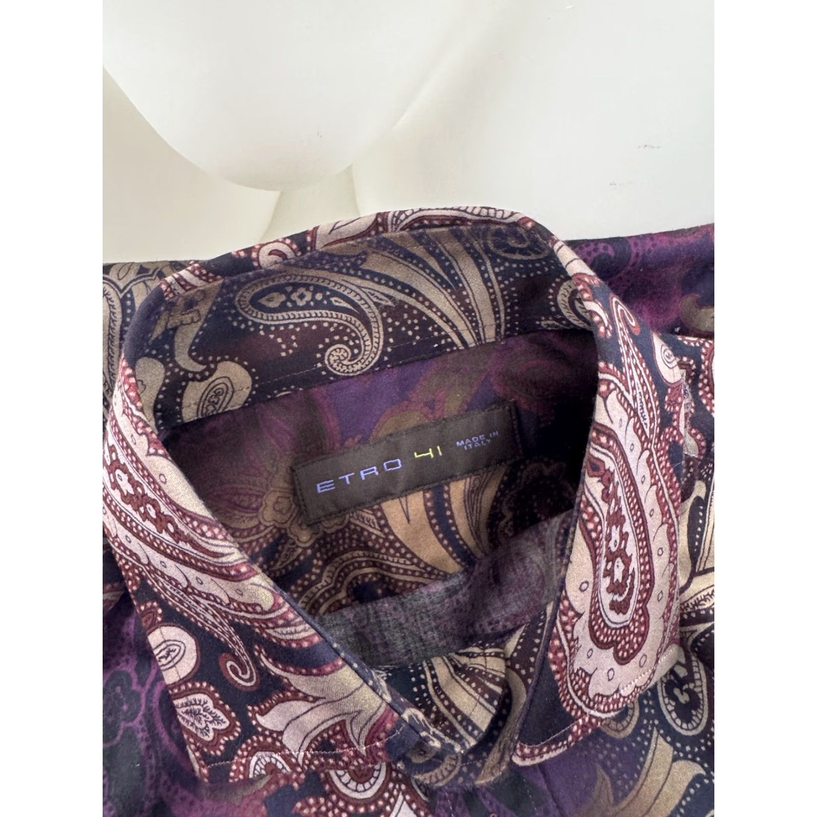 Etro ETRO Italy - Paisley Shirt Mens 41 Button-Up Long Sleeve 32.5" L 22" Pit Multicolor 19" Shoulder 32.5" Length Mens Shirt Size US L / EU 52-54 / 3 - 4 Thumbnail