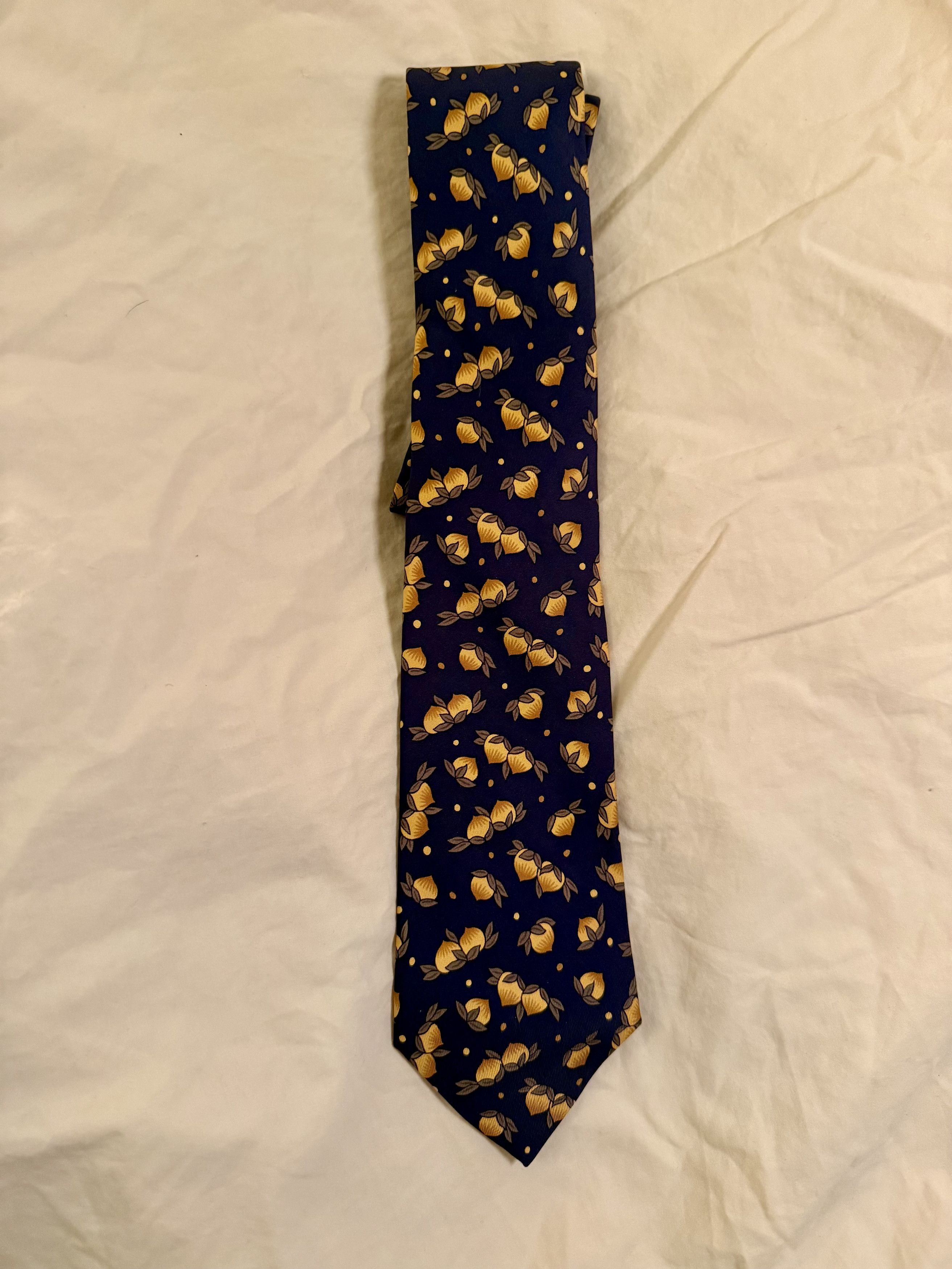 Hermes Hermès Navy Silk Tie Lemon Print Novelty Size ONE SIZE - 3 Thumbnail