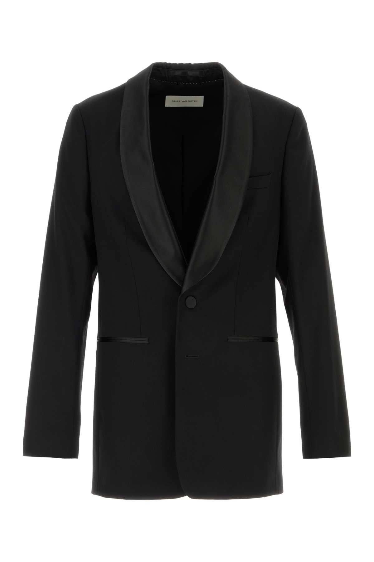 Dries Van Noten Black Wool Blend Bartux Blazer Size US L / EU 52-54 / 3 - 1 Thumbnail