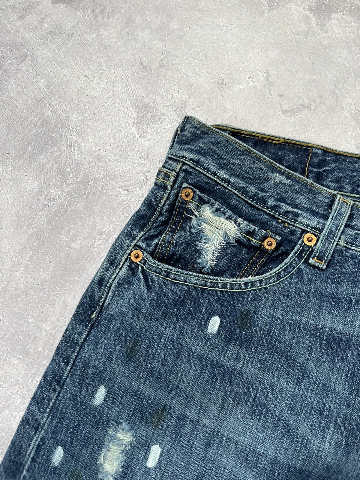Levi's Vintage Levi’s 501 Distressed Painted Denim Blu Pants 32x32 Size US 32 / EU 48 - 5 Thumbnail