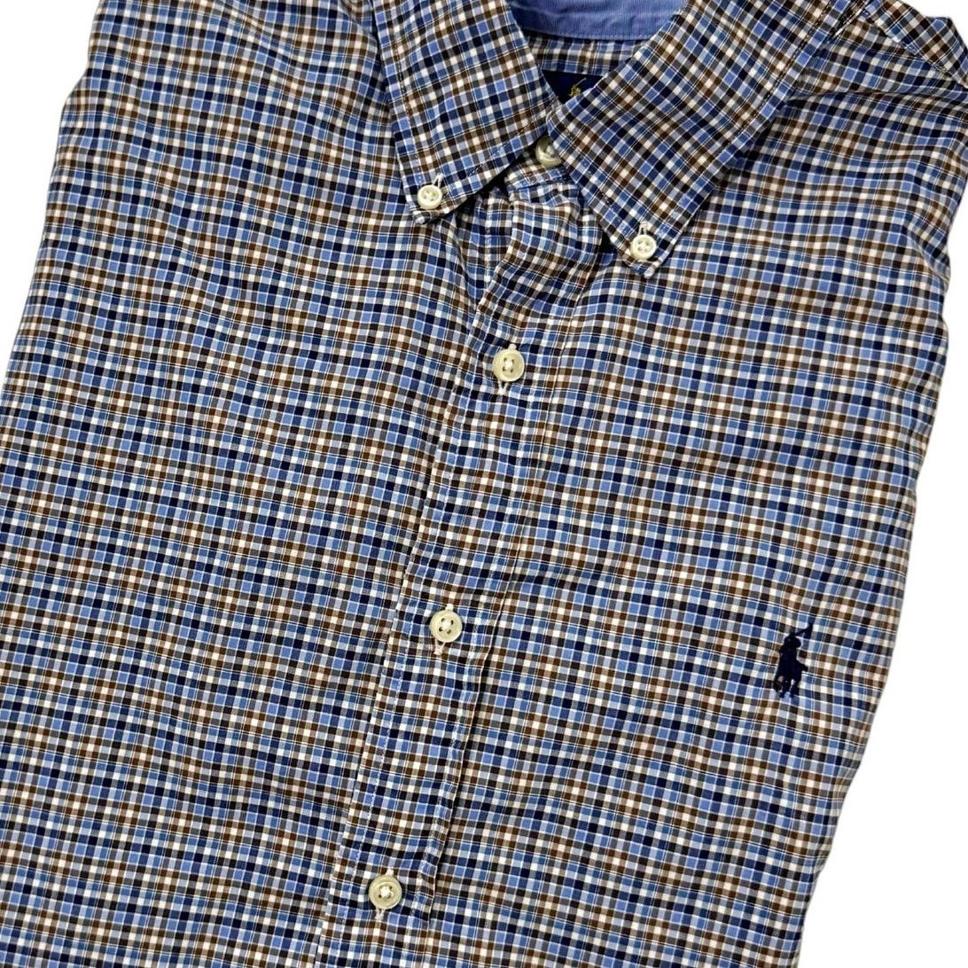 Ralph Lauren Ralph Lauren Blue Plaid Button Down Shirt Cotton Stretch LRG Size US L / EU 52-54 / 3 - 1 Thumbnail