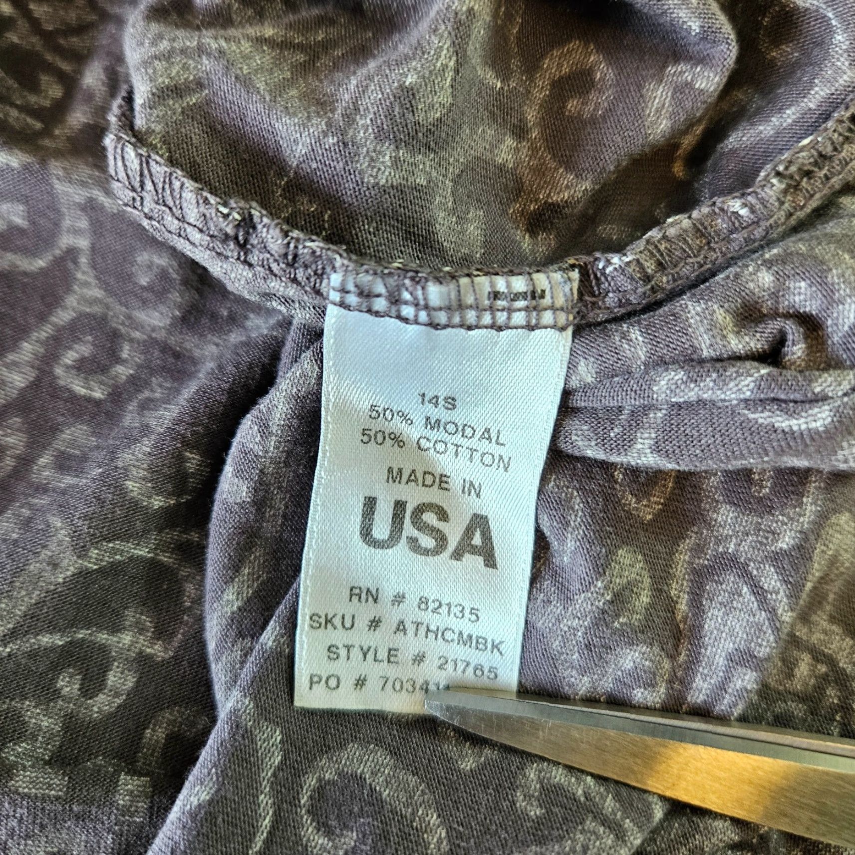 Vintage Fresh Produce Womens Top Gray Floral 3/4 Sleeve Cotton Blend Medium Shirt Adults Womens Size M / US 6-8 / IT 42-44 - 4 Thumbnail