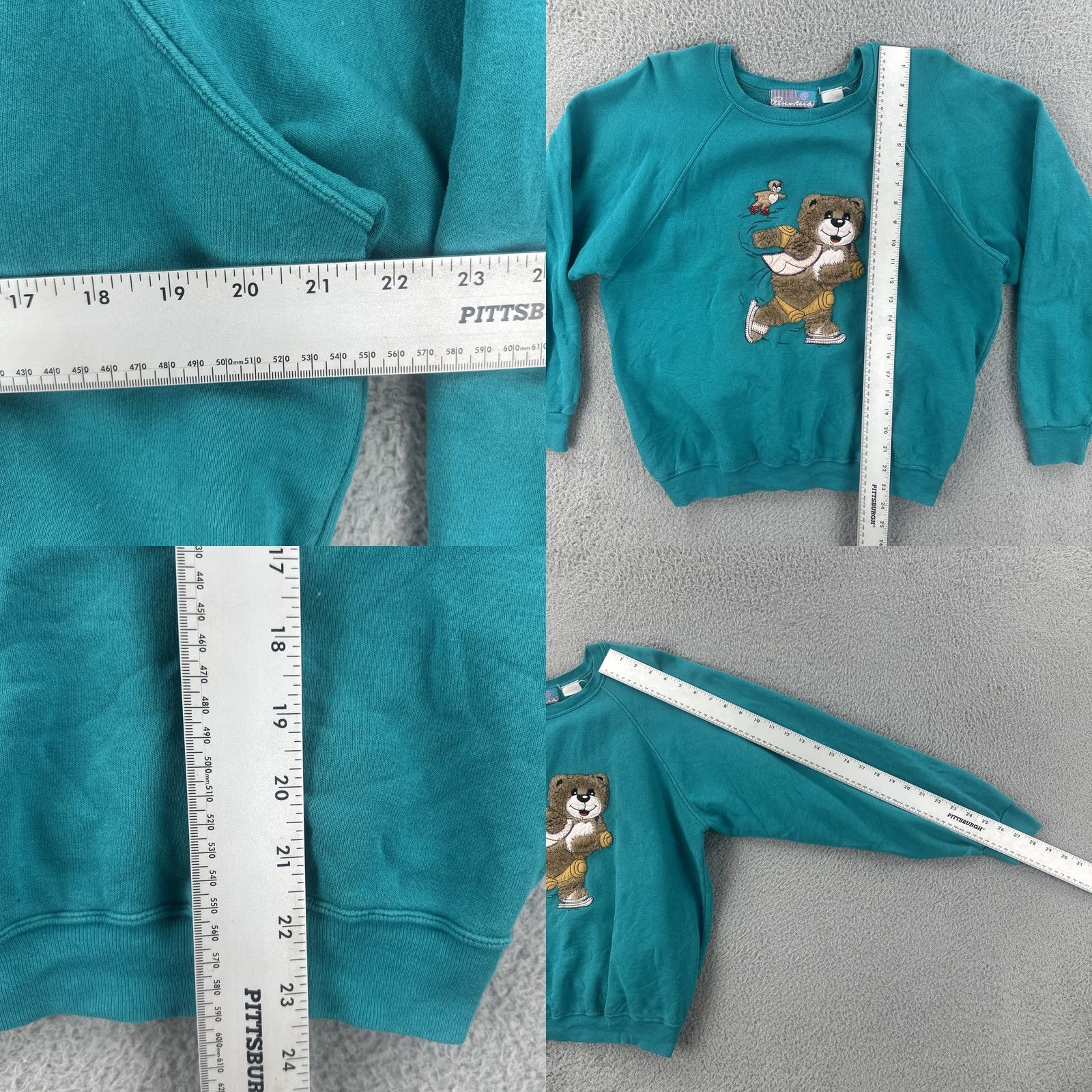 Vintage VINTAGE Unbranded Sweatshirt Shirt Mens L Green Raglan Embroidered 90s Arts & Crafts Skating Bears Size US L / EU 52-54 / 3 - 9 Thumbnail