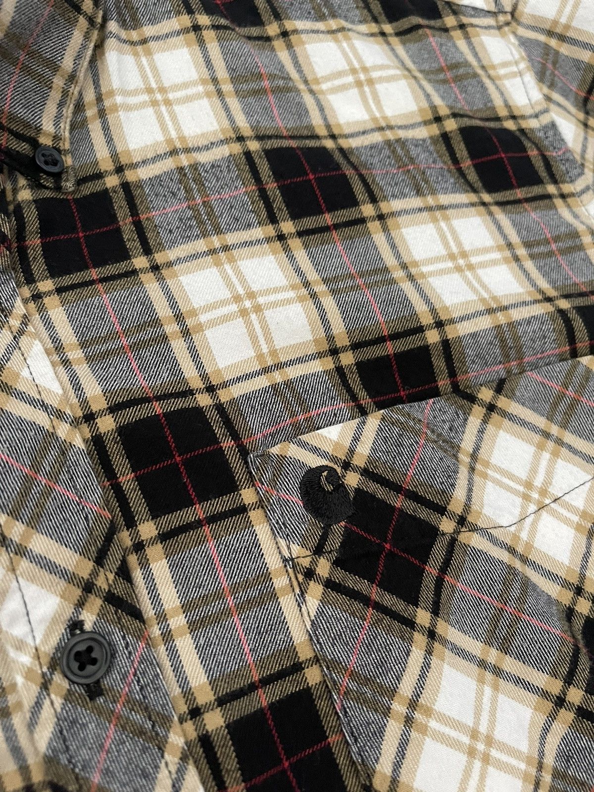 Carhartt × Carhartt Wip × Vintage Carhartt Work In Progress Black Irvin Check Flannel Shirt Size US L / EU 52-54 / 3 - 6 Thumbnail