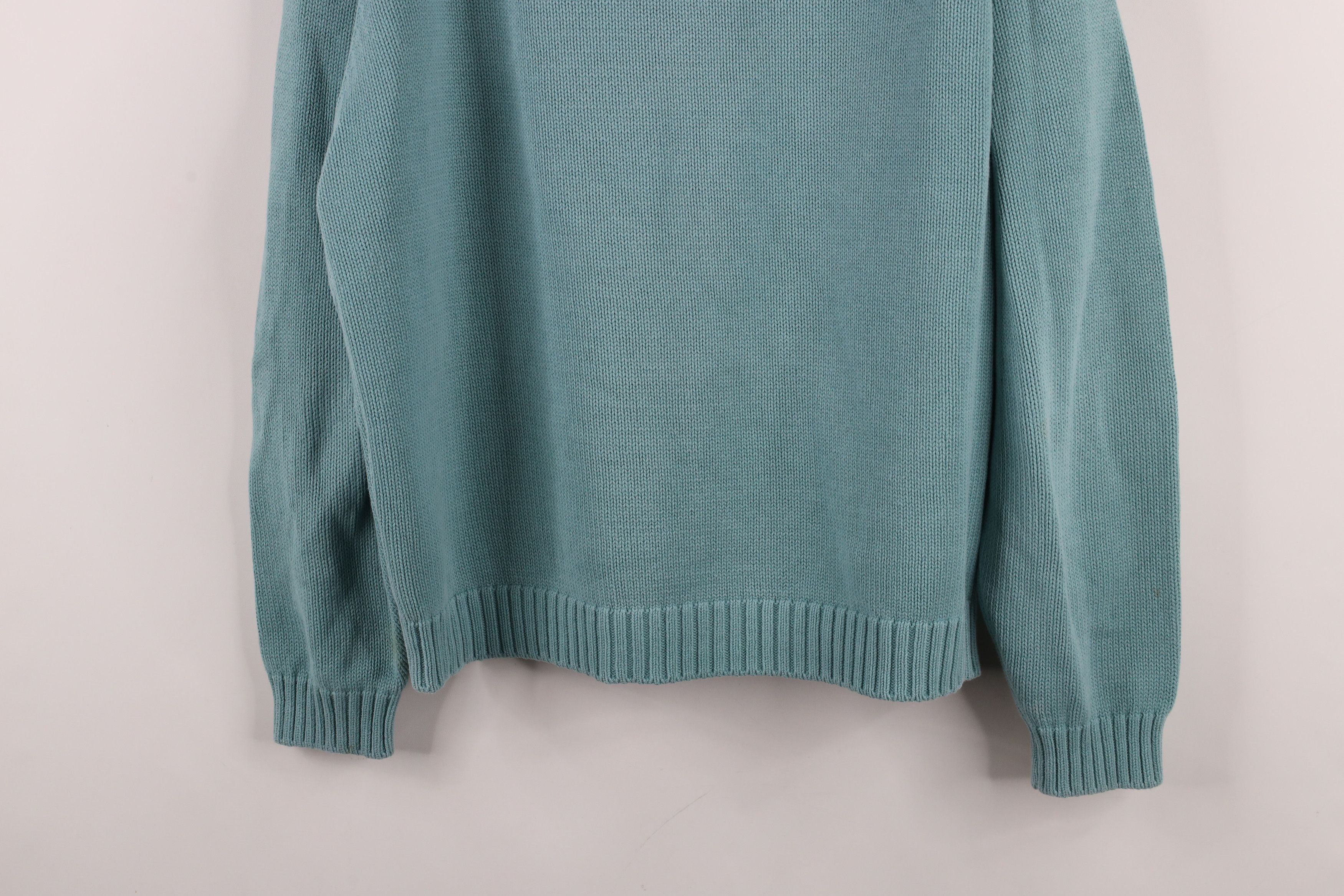 Lands' End × Vintage Vintage 90s Lands End Blank Cotton Knit Sweater Teal USA Size L / US 10 / IT 46 - 11 Thumbnail