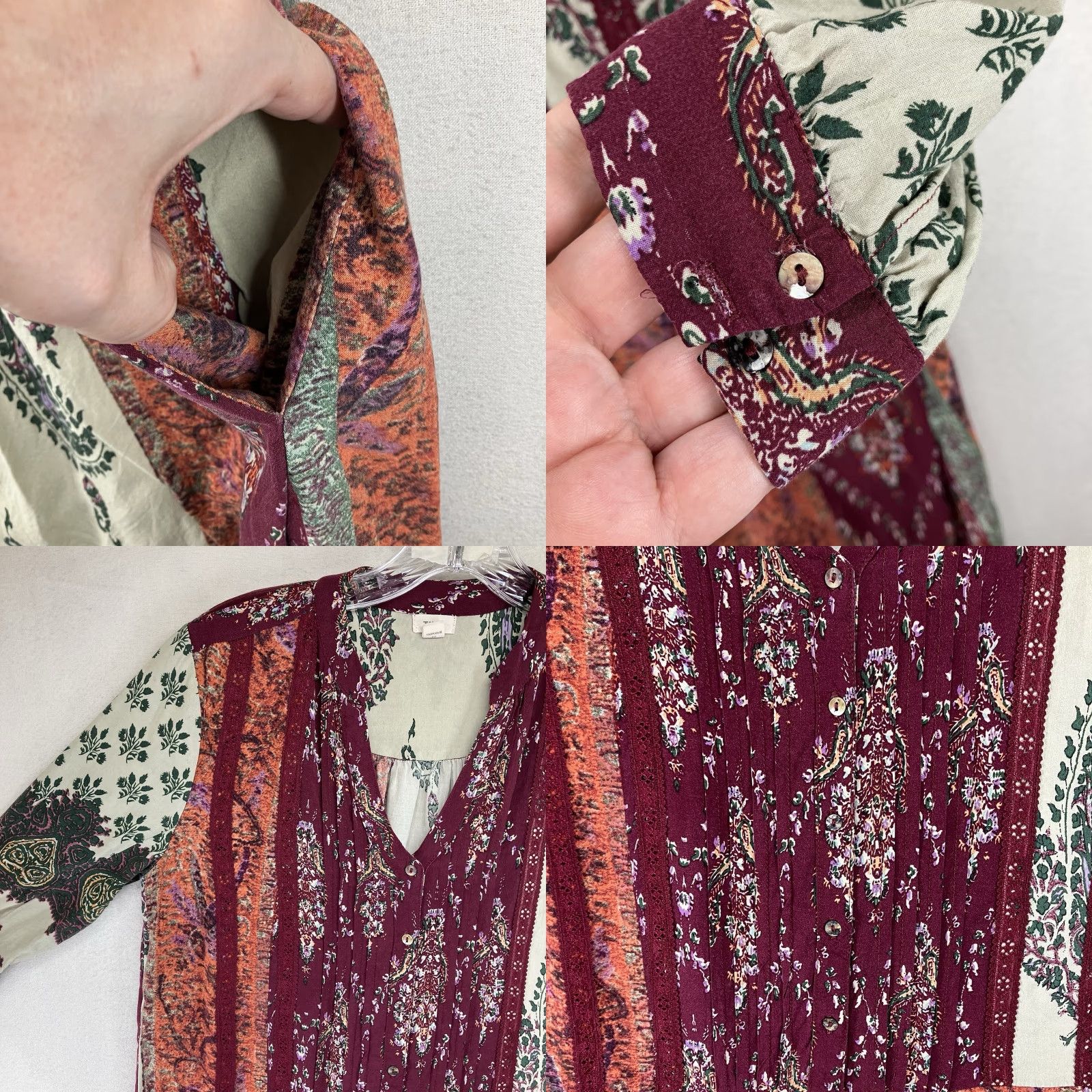 Anthropologie VINTAGE Anthropologie Women XS Shirt Dress Boho Patchwork Drop Waist Pockets 90s Bohemian Summer Size XS / US 0-2 / IT 36-38 - 8 Thumbnail