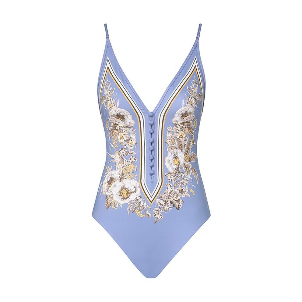 Zimmermann oc11z0525 Ottie Button Plunge Bodysuit in Multicolor Size S / US 4 / IT 40 - 1 Thumbnail