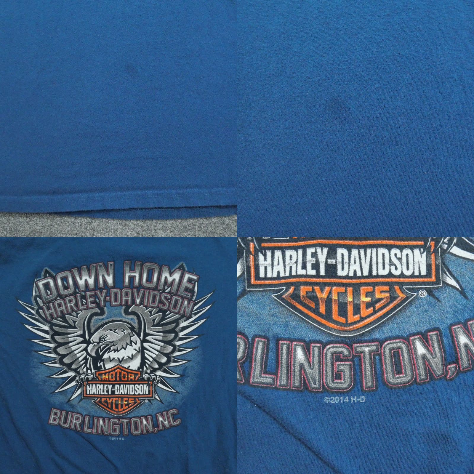 Harley Davidson Harley-Davidson T Shirt Adult Large Blue Burlington NC Motorcycle Eagle Logo Shirt Mens Short Sleeve Crew Neck Cotton Logo Size US L / EU 52-54 / 3 - 8 Thumbnail