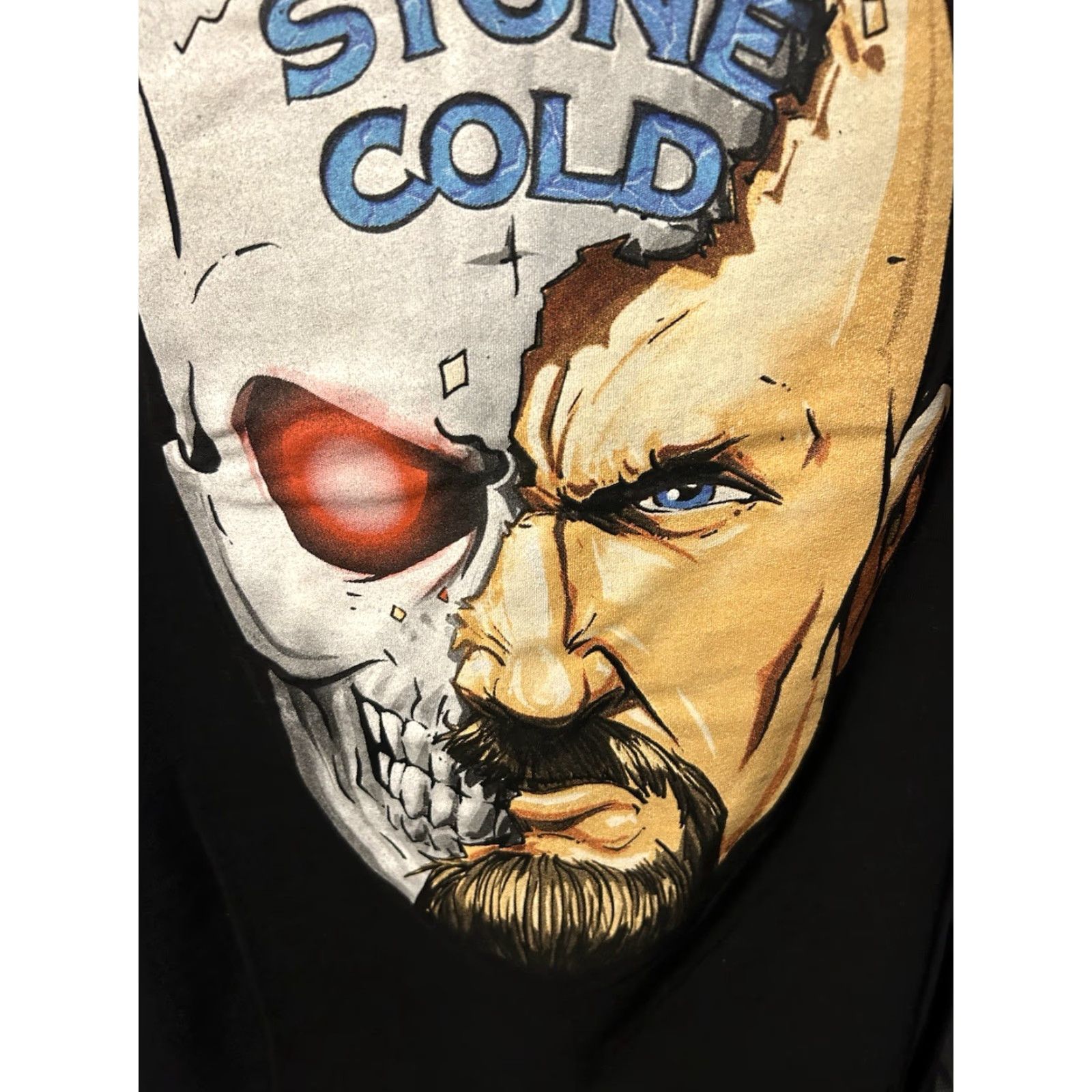 Vintage WWE Stone Cold Steve Austin Half Skull Shirt Medium Fit’s Large Short Sleeve Crew Neck Black 3:16 Mens T-Shirt Graphic Print Cotton Knit Size US L / EU 52-54 / 3 - 6 Thumbnail