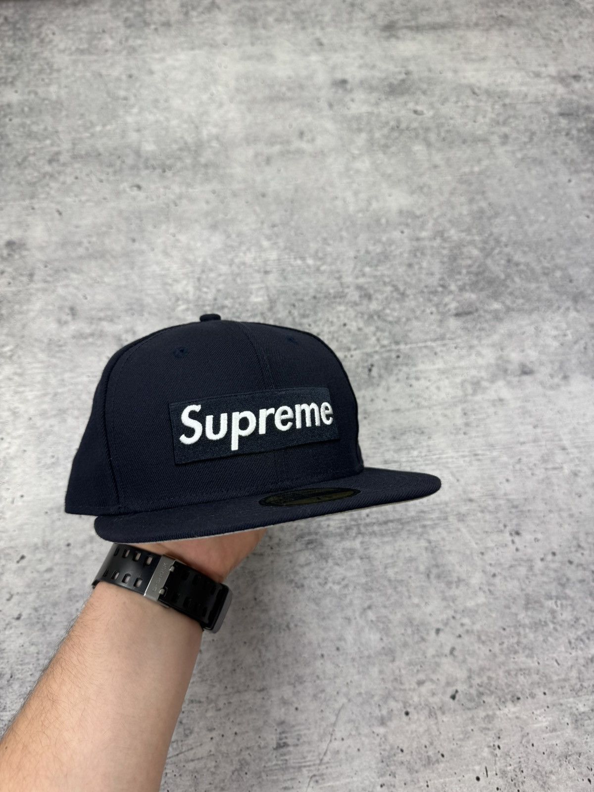 Supreme x New Era R.I.P. World Famous 7 3/8 Box Logo Hat Cap