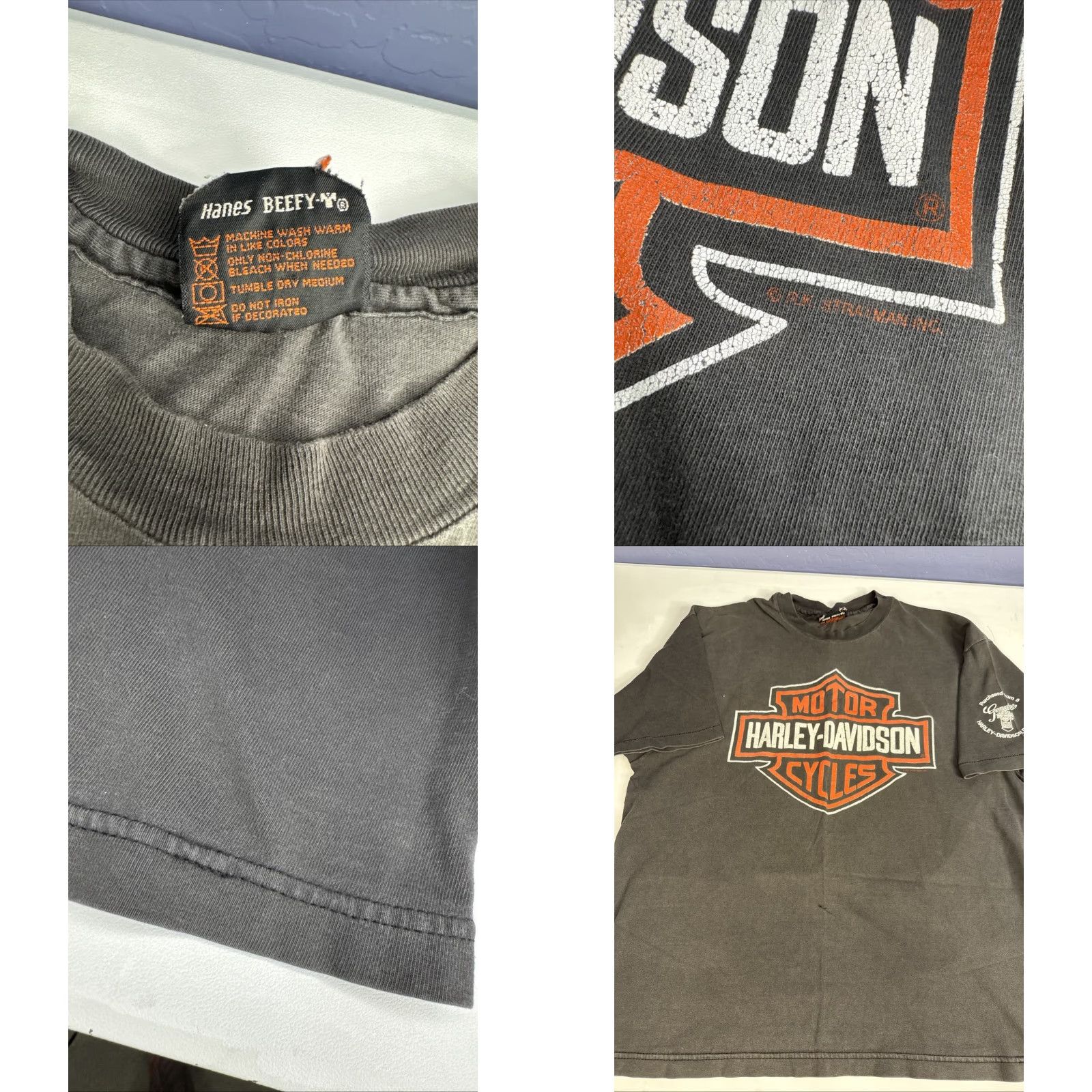 Harley Davidson VINTAGE Harley-Davidson Hanes Beefy-T Shirt London Tee XL Black Logo Men Size US XL / EU 56 / 4 - 8 Thumbnail