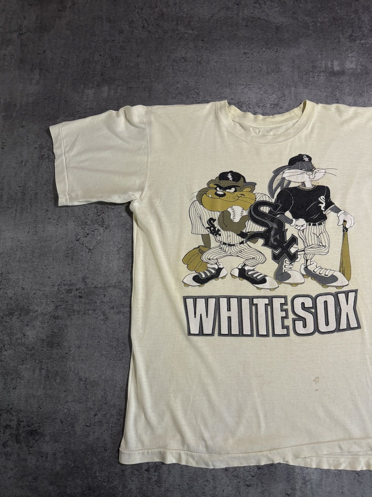 Band Tees × Vintage Vintage 90s Single Stitch White Sox Print Tee Boxy Rare NFL Size US L / EU 52-54 / 3 - 2 Thumbnail