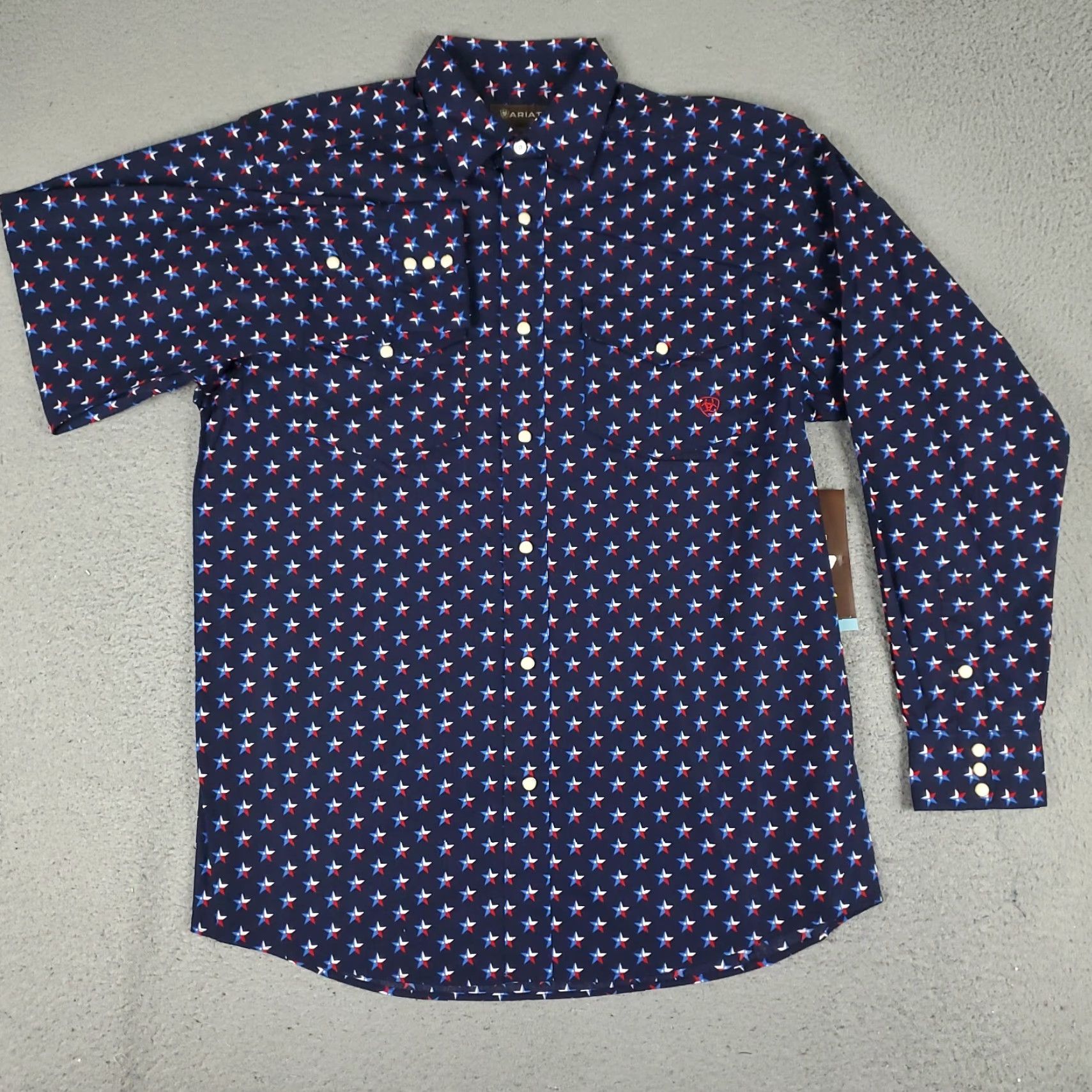 Ariat Ariat Shirt Mens Medium Blue Western Pearl Snap Button-Up Long Sleeve Star Print Size US M / EU 48-50 / 2 - 2 Thumbnail