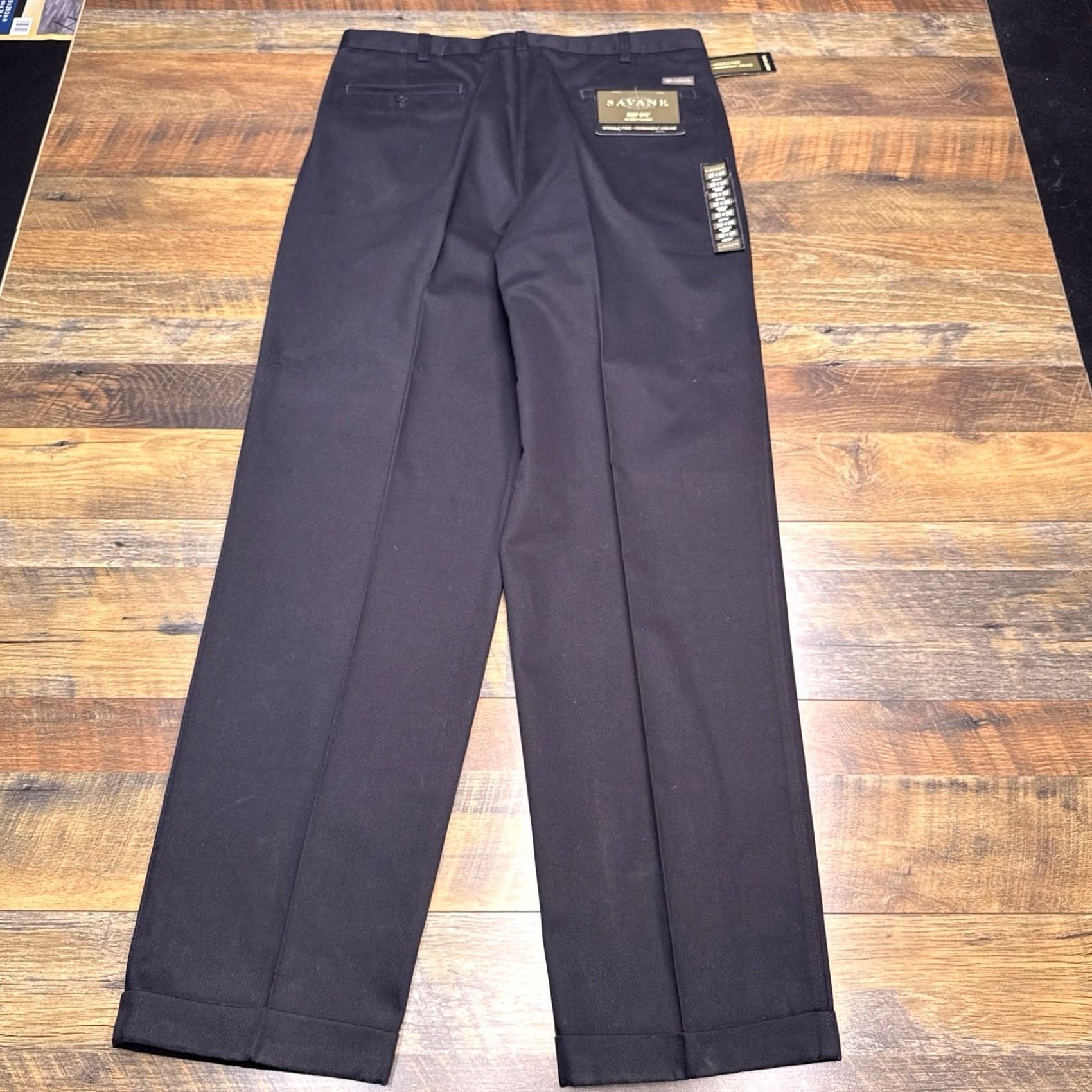 Savane Savane Pants Mens 38x34 Black Wrinkle Free Permanent Crease Deep Dye New Size US 38 / EU 54 - 3 Thumbnail