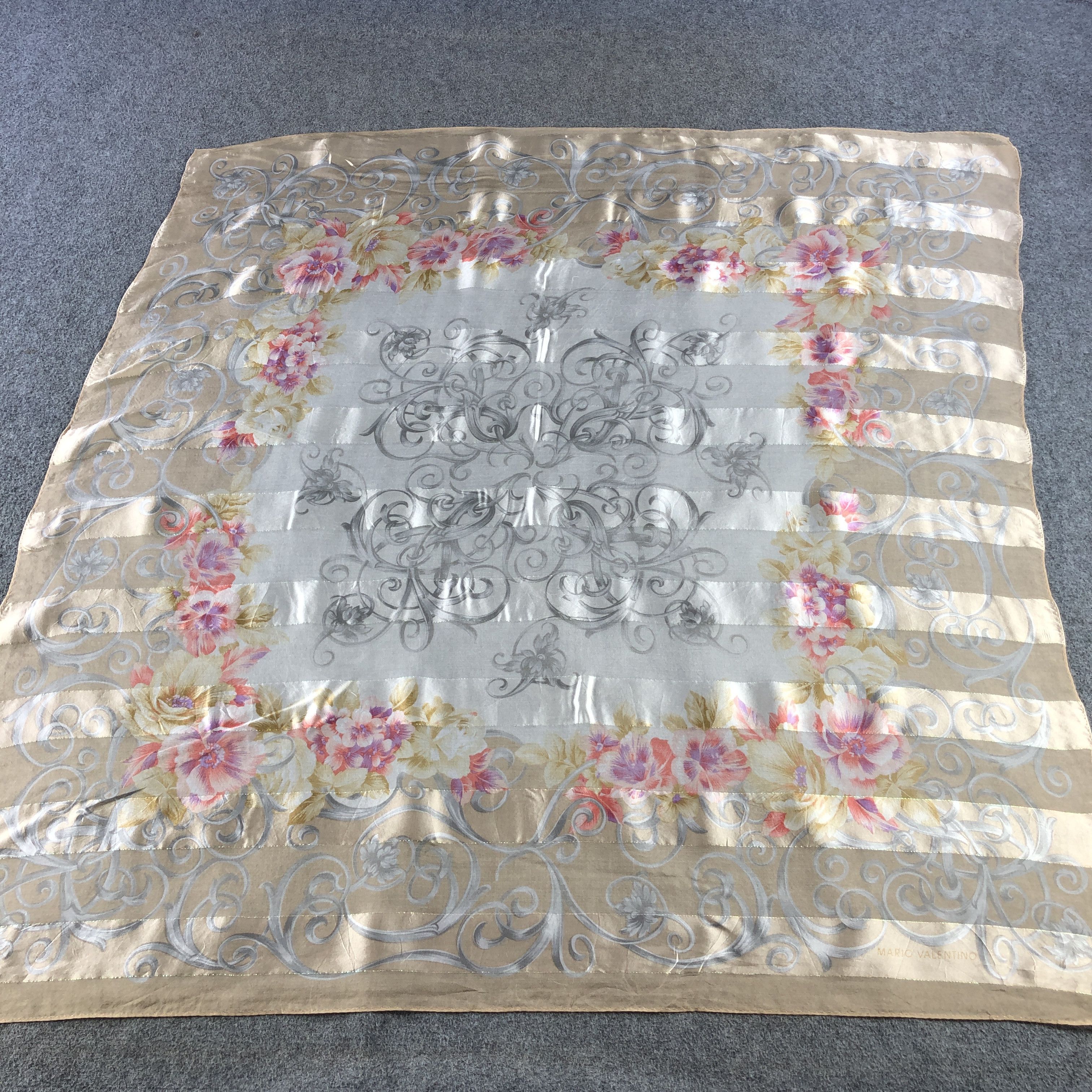 Mario Valentino Mario Valentino Floral Silk Scarf M1248 Size ONE SIZE - 2 Thumbnail
