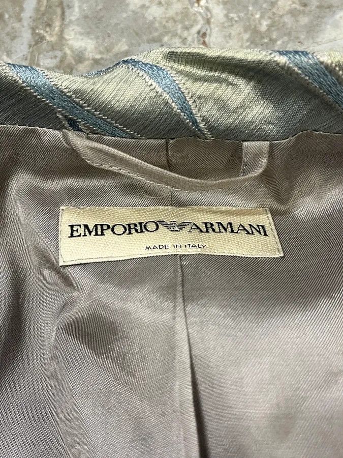 Emporio Armani SS2005 Emporio Armani Tree Branches Blue Silver Suit Jacket Size XS / US 0-2 / IT 36-38 - 10 Thumbnail