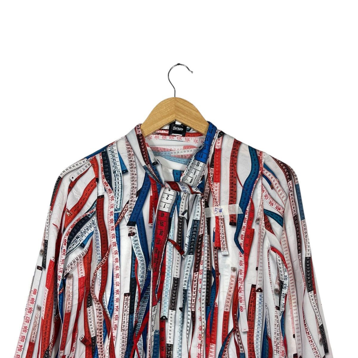 Jean Paul Gaultier Jean Paul Gaultier Tape Measure Print Blouse Bow Tie Top Size XS / US 0-2 / IT 36-38 - 2 Thumbnail