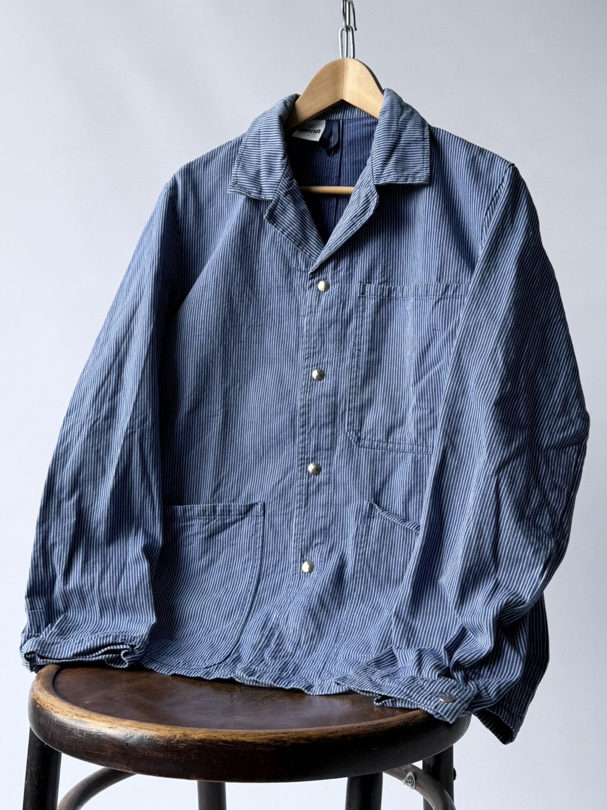 Vintage 80s French Workwear Striped Sanfor Chore Jacket