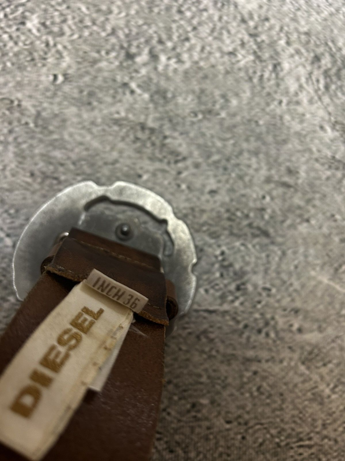 Diesel Diesel leather belt big buckle Y2K brown Size 36 - 4 Thumbnail