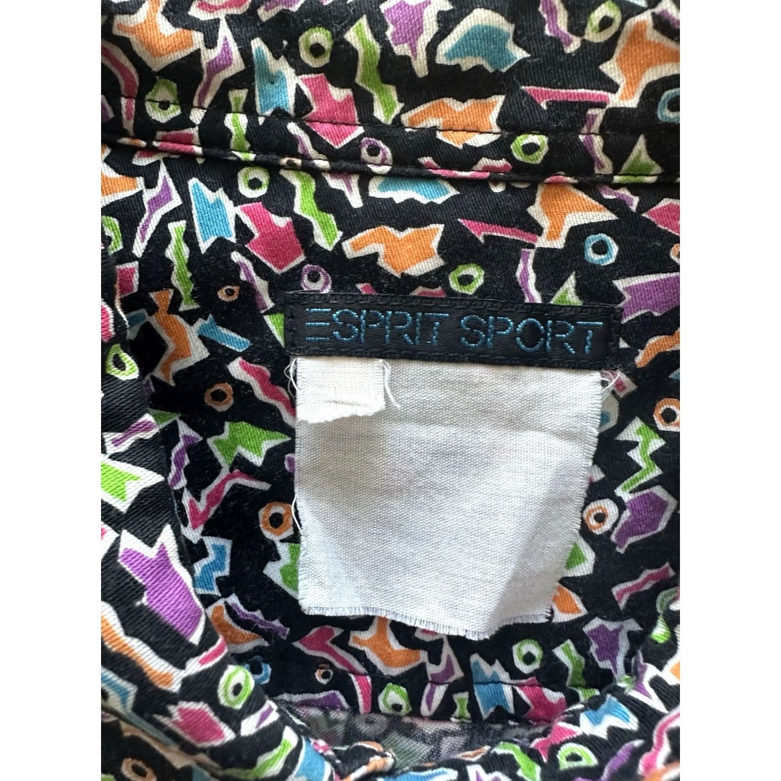 Esprit VINTAGE 90s Esprit Shirt AOP Geometric Button Down XL Black Mens Womens Unisex Adults Long Sleeve Chest 24.5” Length 29.5” Size US XL / EU 56 / 4 - 4 Thumbnail