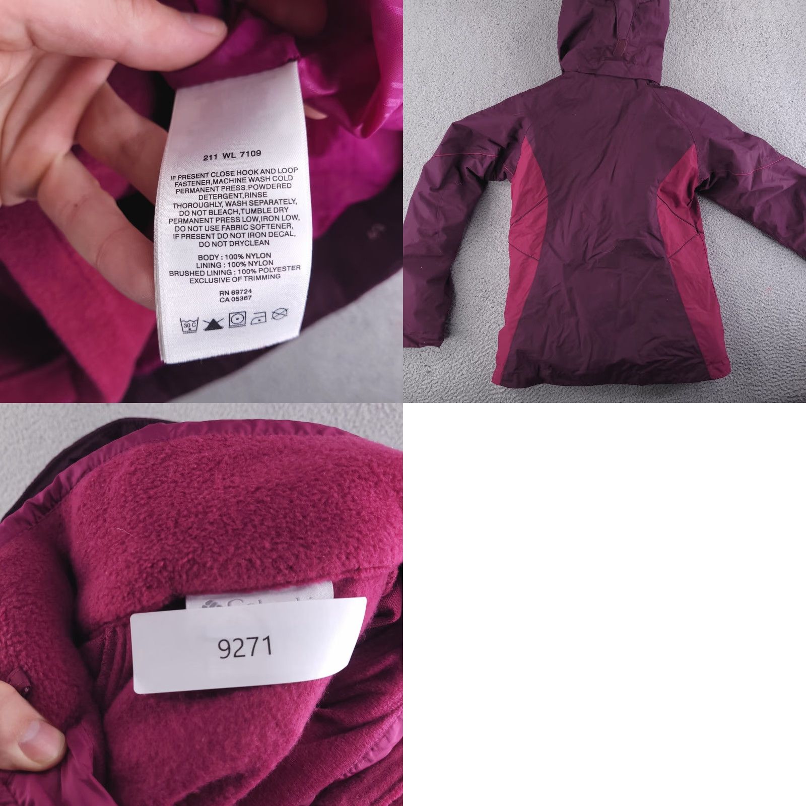 Layer 8 Columbia Jacket Womens Small Purple Nylon Insulated Fleece Layer Size S / US 4 / IT 40 - 9 Thumbnail